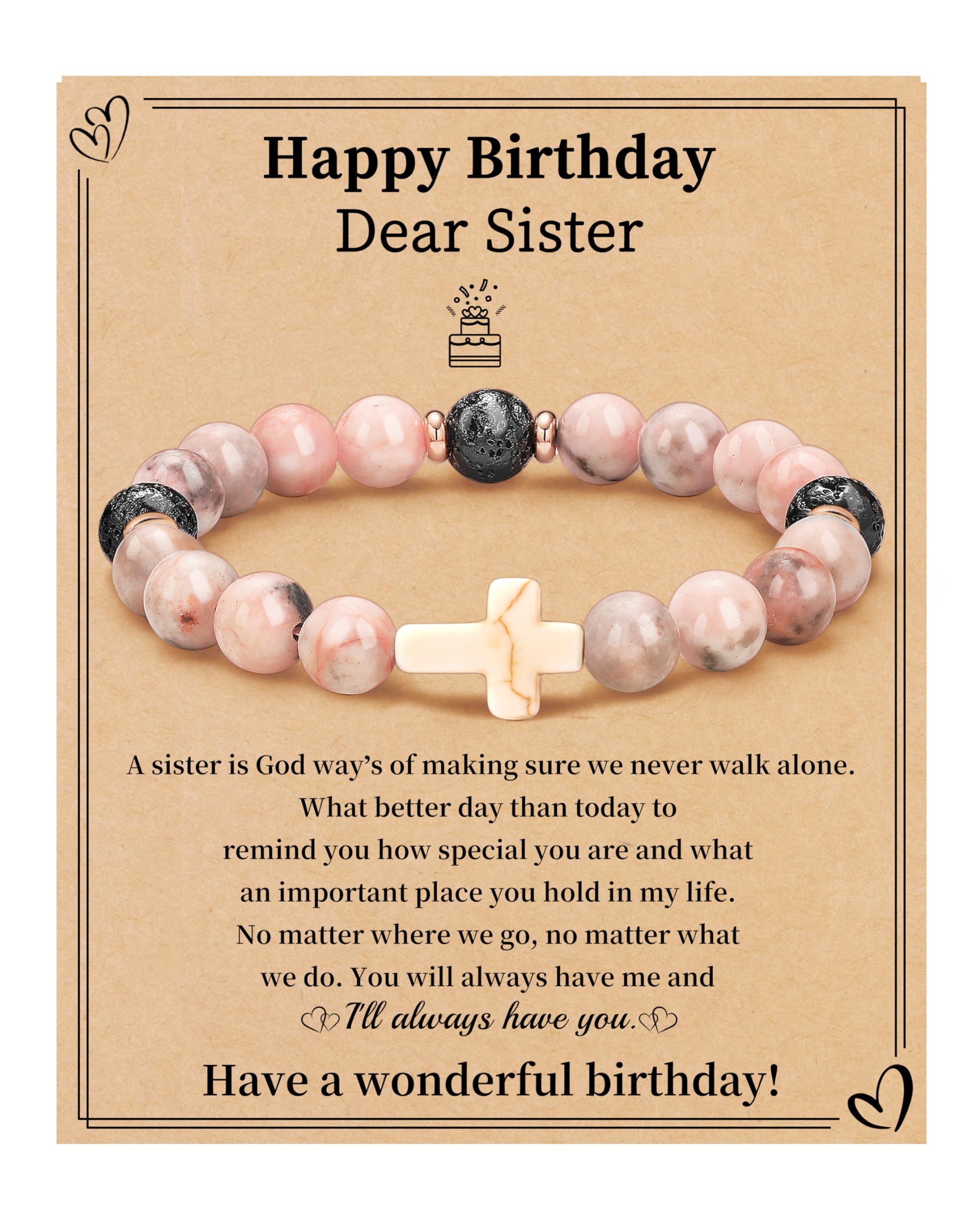 JSJOY Nature Stone Bracelet Birthday Gifts for Women Girls, Birthday Cross Bracelet Gifts for Age 6 to 80 Year Daughter Granddaughter Niece Mom Sister Christian Easter Gifts