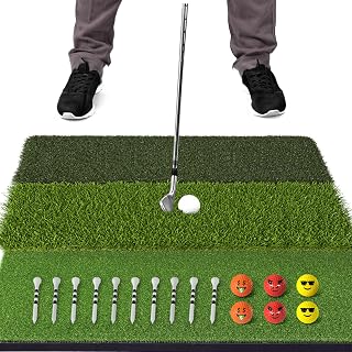 JAYA Golf Hitting Mat with Heavy Rubber Base, Foldable Golf Practice Mat for Indoor & Outdoor Training, Dual Turf Fairway & Rough Grass Mat for Swing, Chipping and Driving Practice