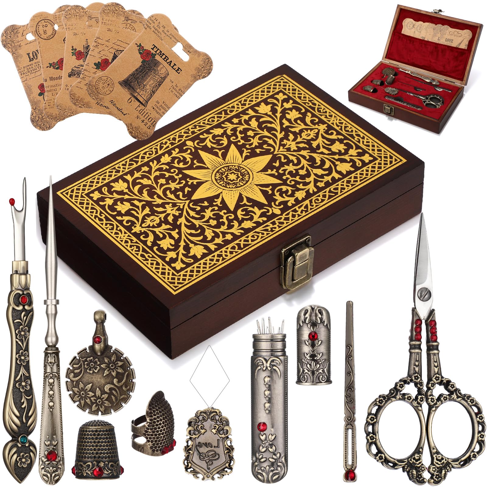 Lothee Embroidery Scissors Kits Victorian Sewing Kit, Bronze, Diamond