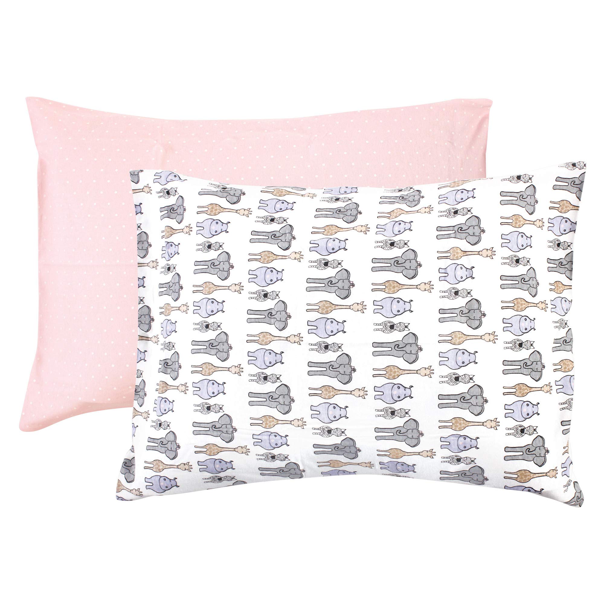 Hudson Baby Unisex Baby and Toddler Cotton Toddler Pillow Case, Pink Safari, One Size