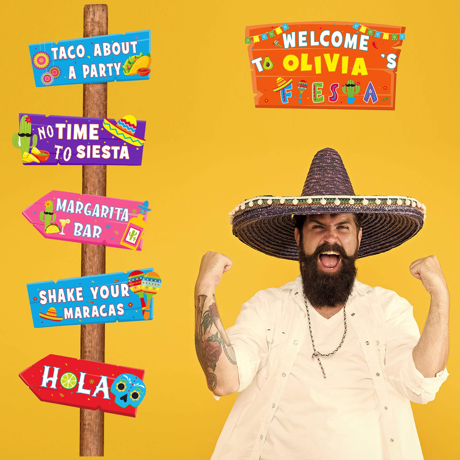 Buy 20 Pieces Mexican Fiesta Party Signs Fiesta Taco Bar Directional