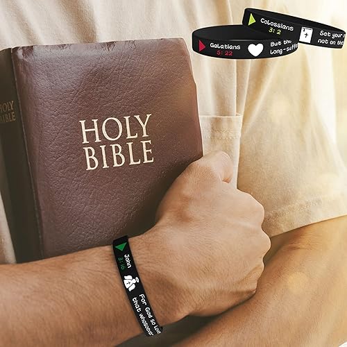 Miniatura 2 de Paquete de 32 pulseras de silicona cristianas con versículo bíblico, pulsera religiosa de silicona, fortaleza, fe, esperanza, fe, hombres, mujeres,