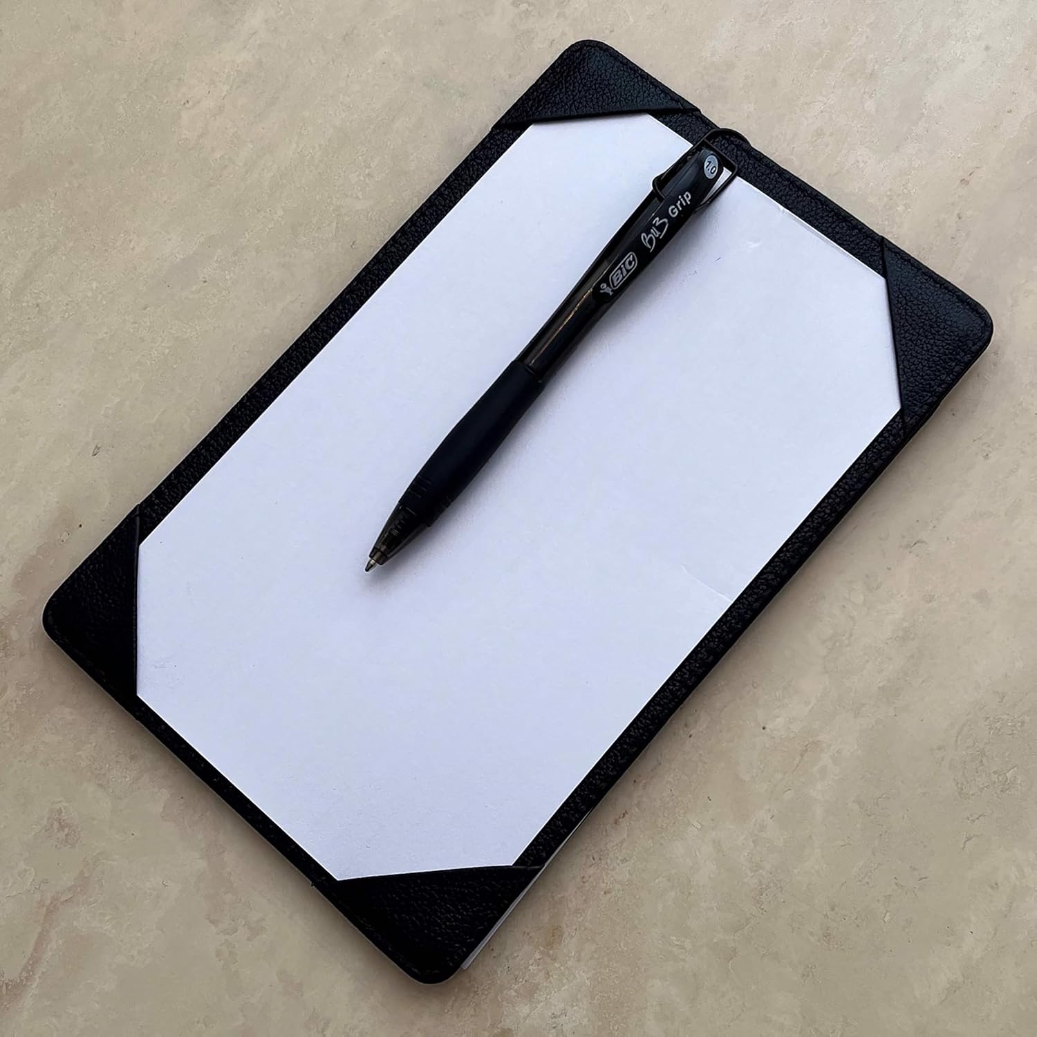 Executive Black Leather 5x8 Index Card Holder, Notepad, Planner, Card Organizer, Premium Padfolio