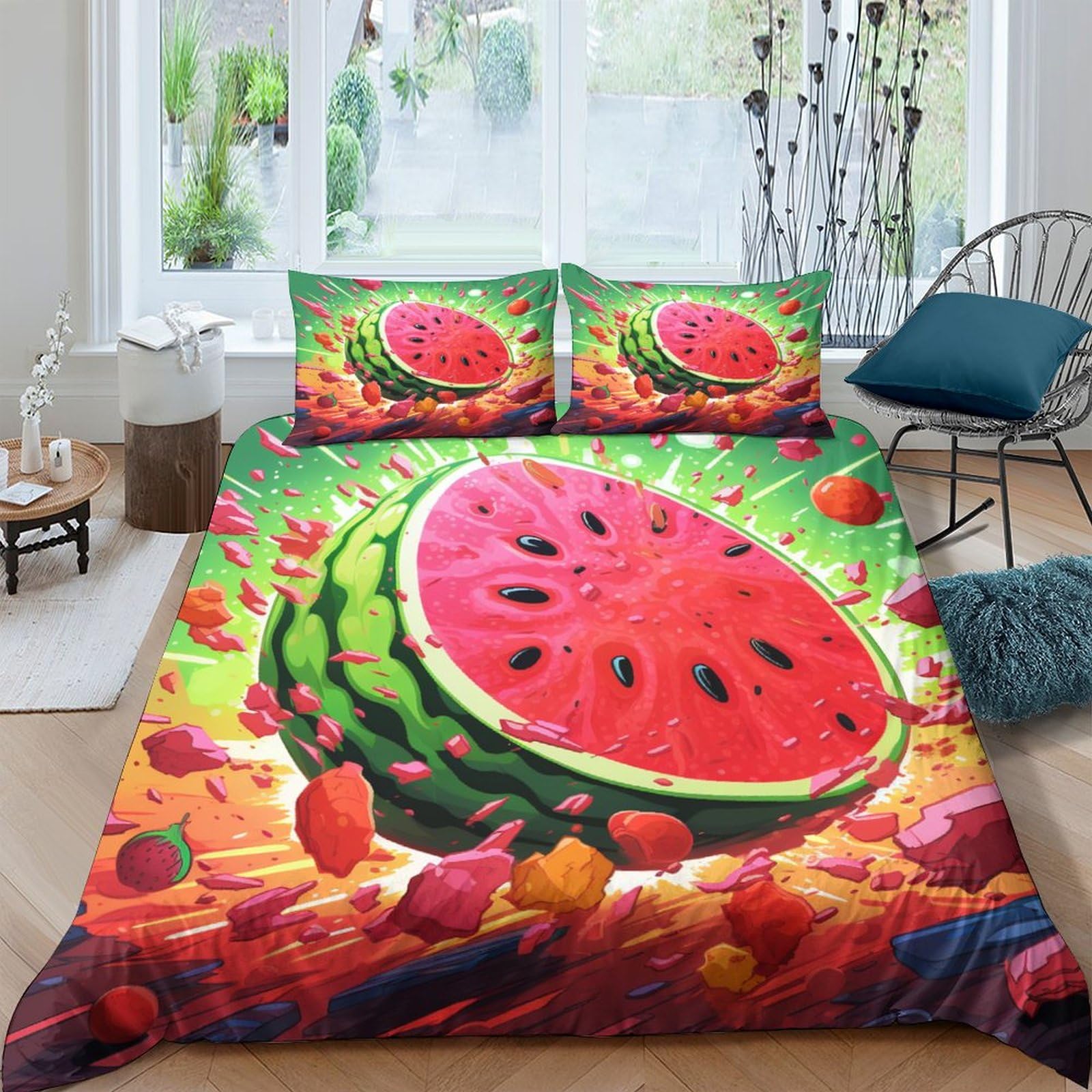 Housse de couette anti-décoloration parure lit microfibre douce