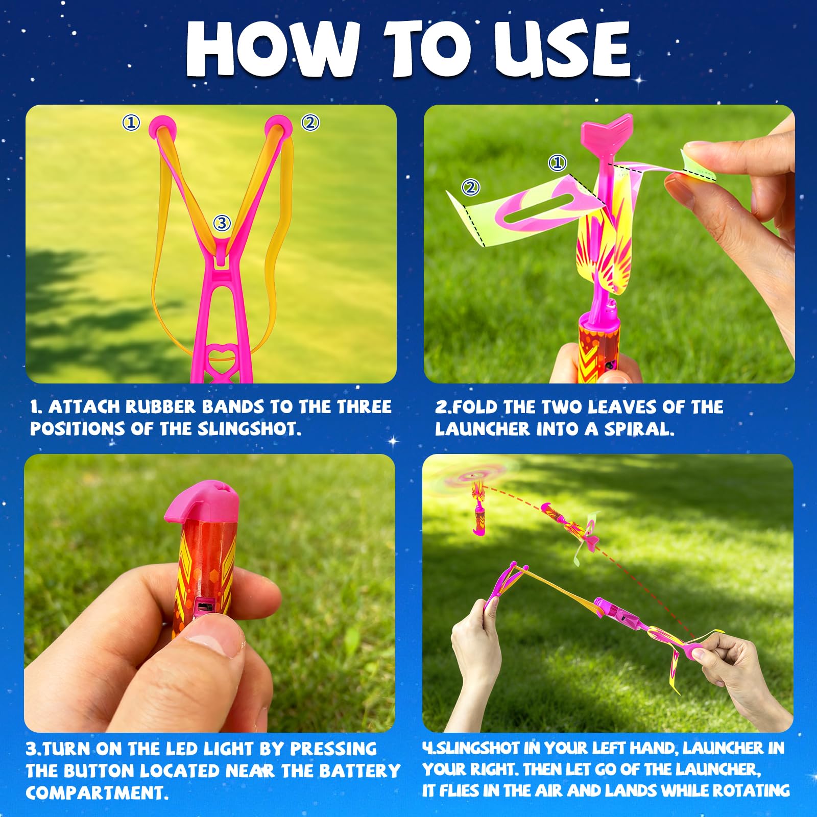 Amazon.co.jp: 50個 LED スリングショット フライングトイ 子供用