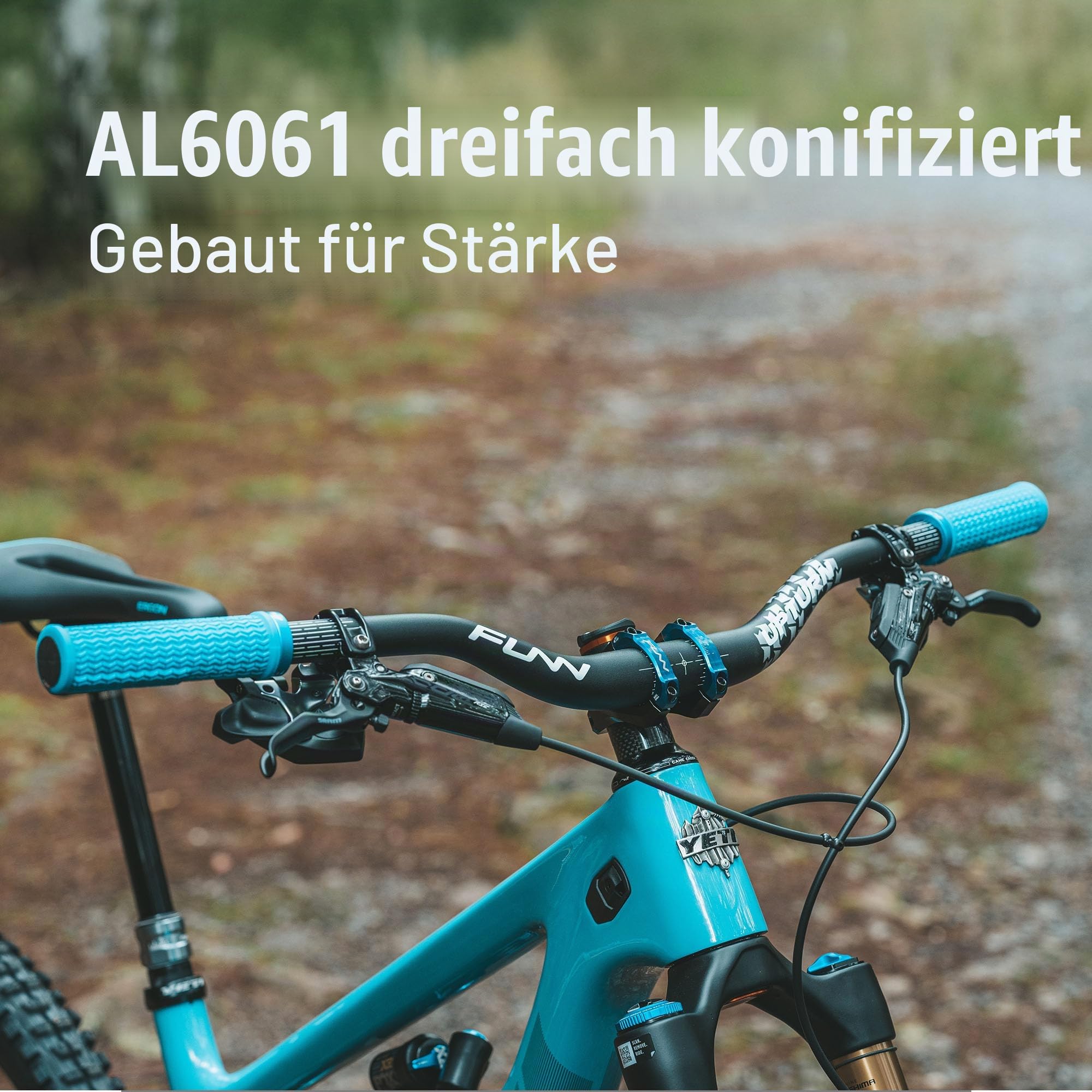 Funn Upturn Hochgelegener Mountainbike-Lenker mit 31,8mm Klemmbreite und 785mm Breite, langlebiger und leichter Legierungs-Riser-Lenker für MTB und BMX, 75mm Erhöhung (Orange)