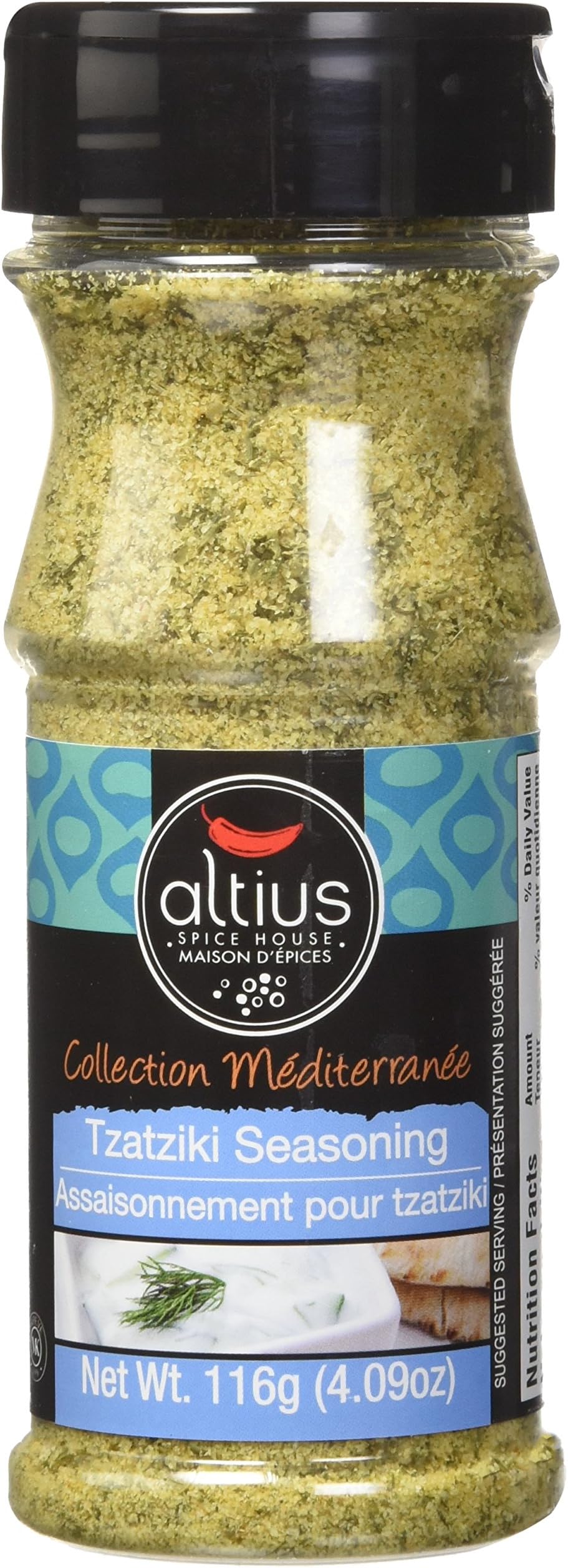 Altius Tzatziki Seasoning Mediterranean Collection With Natural Flavor and Herbs, Great With Souvlaki & Gyros, 4.09 oz