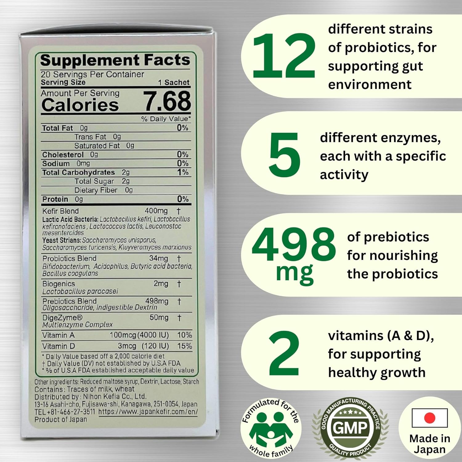 Pro Mix Light Enzyme Plus - Kefir and Digestive Enzymes - for Supporting Digestion and Gut Health - Japanese Supplement with Probiotics, Prebiotics, and Enzymes - 20 Powder Stick-Packs - Image 3