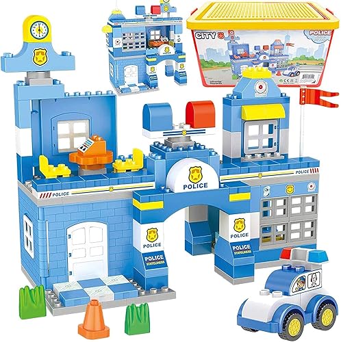 Liberty Imports - Bloques de construcción de 137 piezas con caja de almacenamiento juego de ladrillos grandes educativo DIY Classic de juguete para