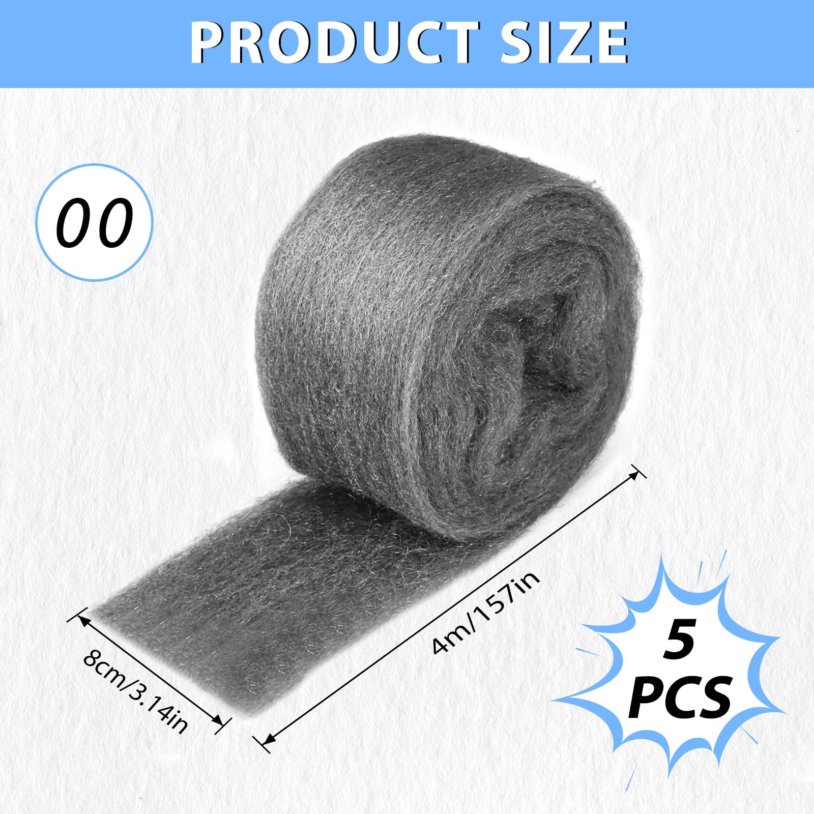 Bobine De Laine D'acier 0000 (20m X 7cm) - Anti-rongeurs, Pour Calfeutrage, Polissage, Nettoyage