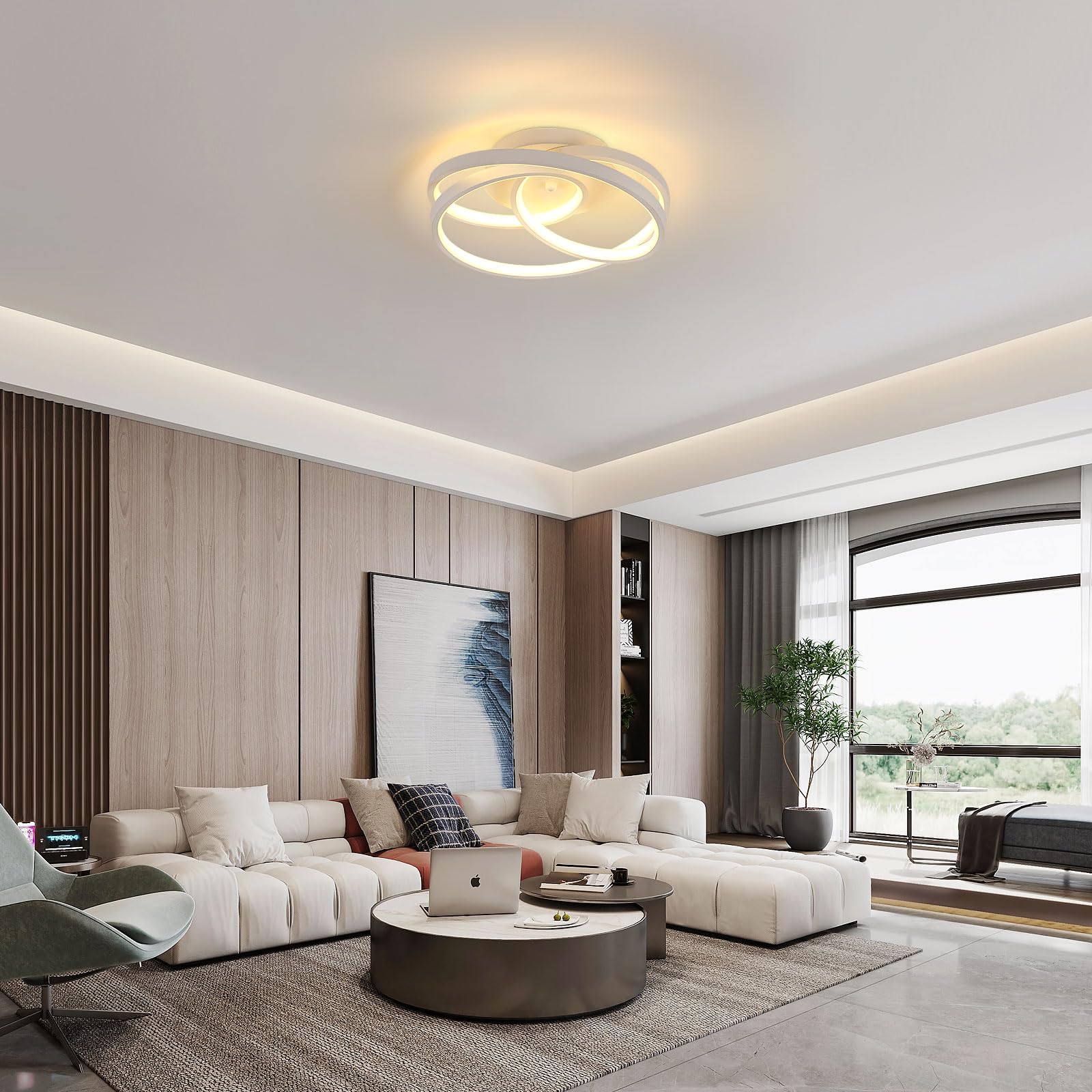 💡 Lámpara De Techo LED Comely 18W – 3 Brazos Curvos Plateados, Luz Neutra 4000K Para Comedor O Dormitorio