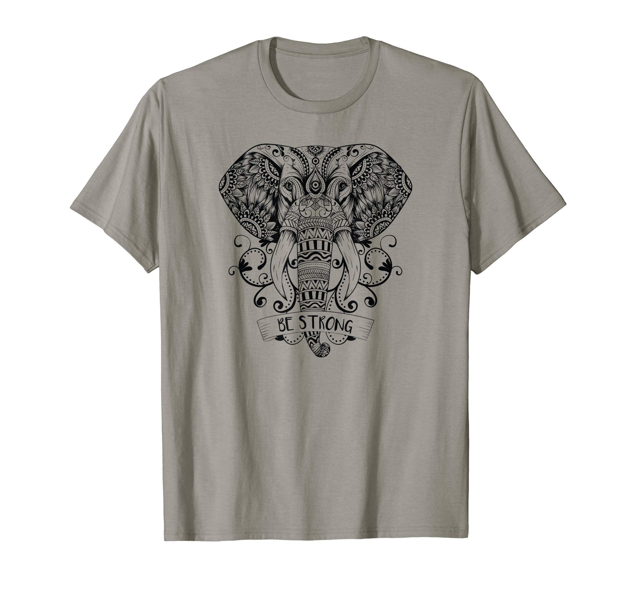 Animal Mens Be Strong Gifts Elephant Women Mandala Print Art T-Shirt