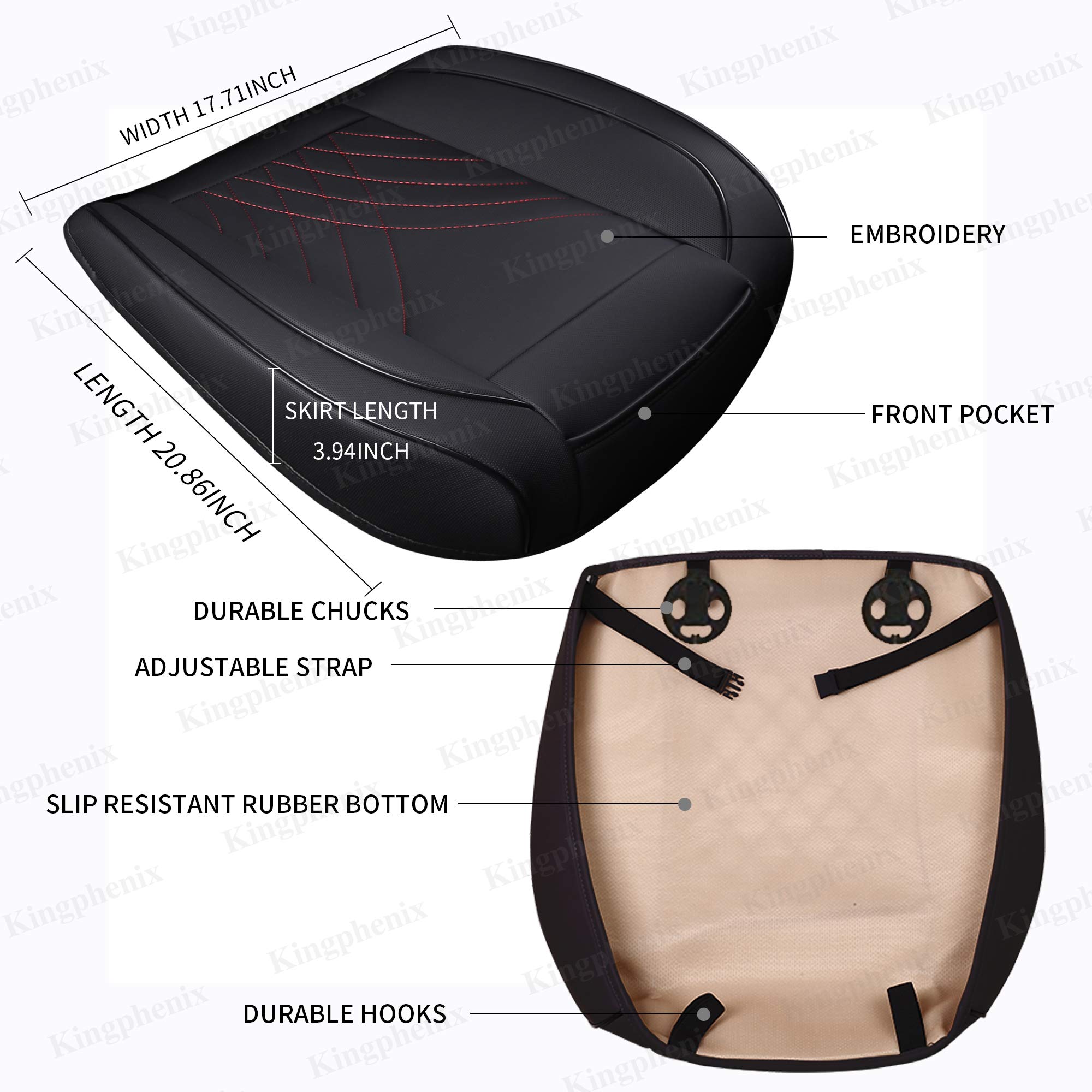 Kingphenix Coprisedile Auto In Pelle Sintetica Con Bordi Avvolgenti E Tasche