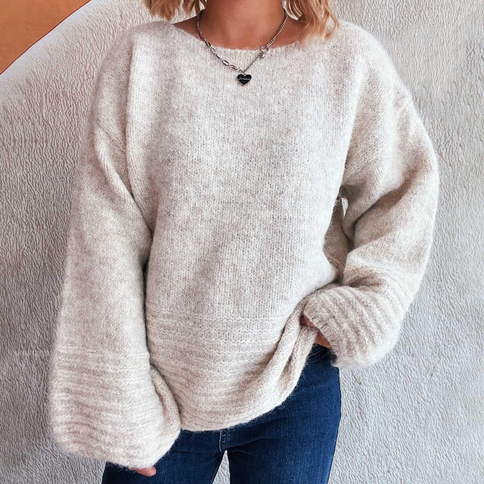 Maglione Donna Girocollo Oversize Tinta Unita Pullover Morbido Donna Casual | Linea ampia e comoda, tessuto piacevole al tatto, stile senza tempo e comfort quotidiano, abbinamenti facili da ufficio.