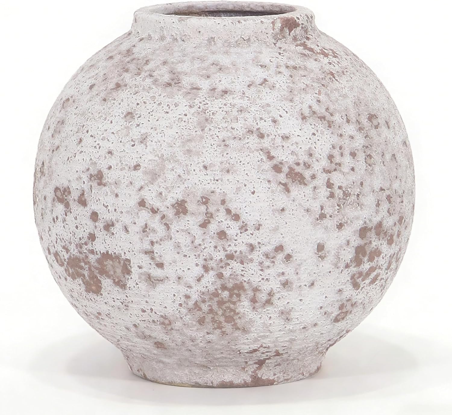 Ceramic Flower Vase 5.5 Inches, Round Textured Handmade Vase for Home Decor, Living Room Shelf Table Centerpiece