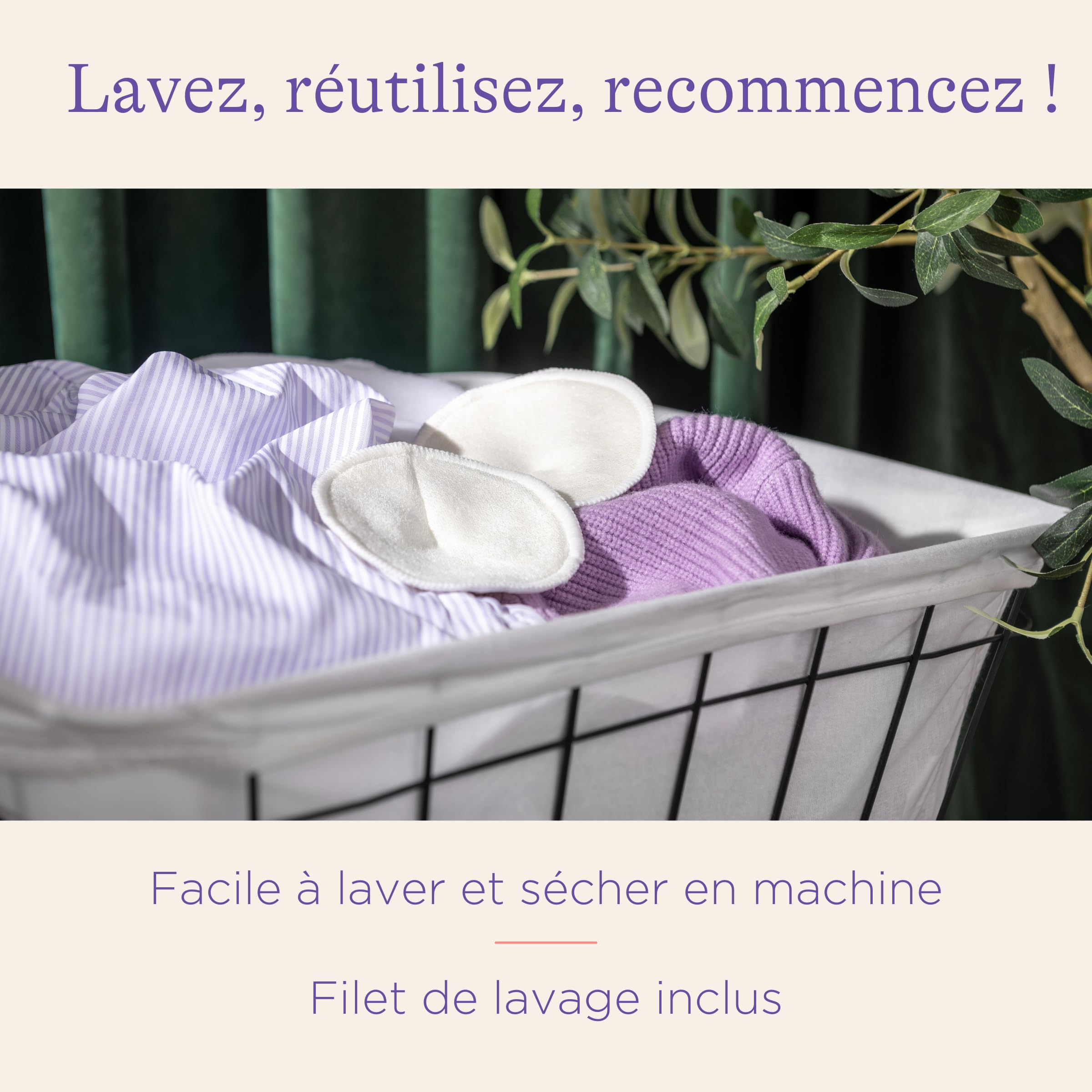 Lansinoh - Coussinets d’Allaitement Lavables x4 - Bambou Doux & Respirant - Absorption Microfibre + Barrière Imperméable - Confort Anti-Fuites - Réutilisables, Éco-responsables - Jour & Nuit