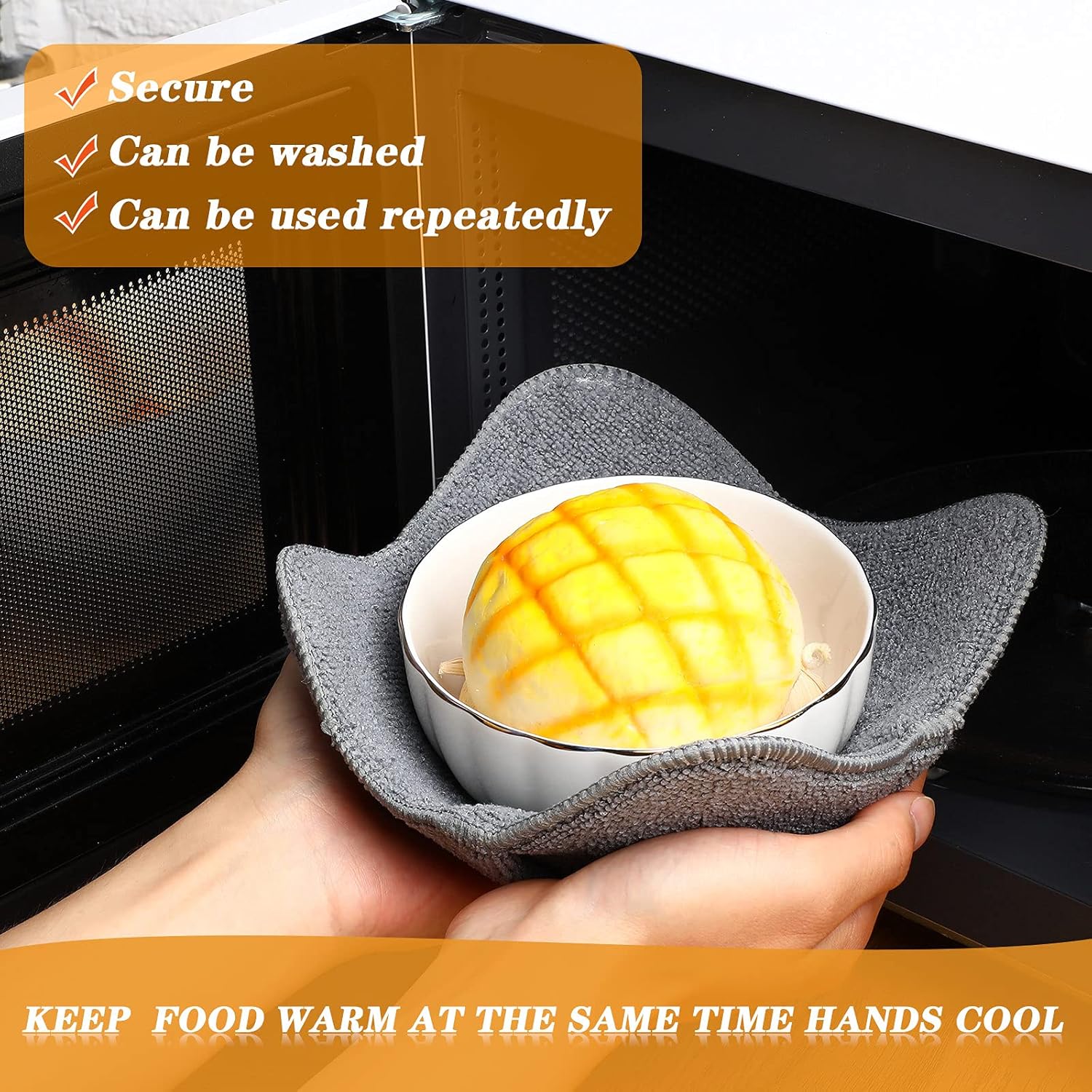  | 8 Pieces Bowl Holders Microwave Safe Bowl Pot Holder for Hot Soup, Food, Meals (Grey): Soup Bowls