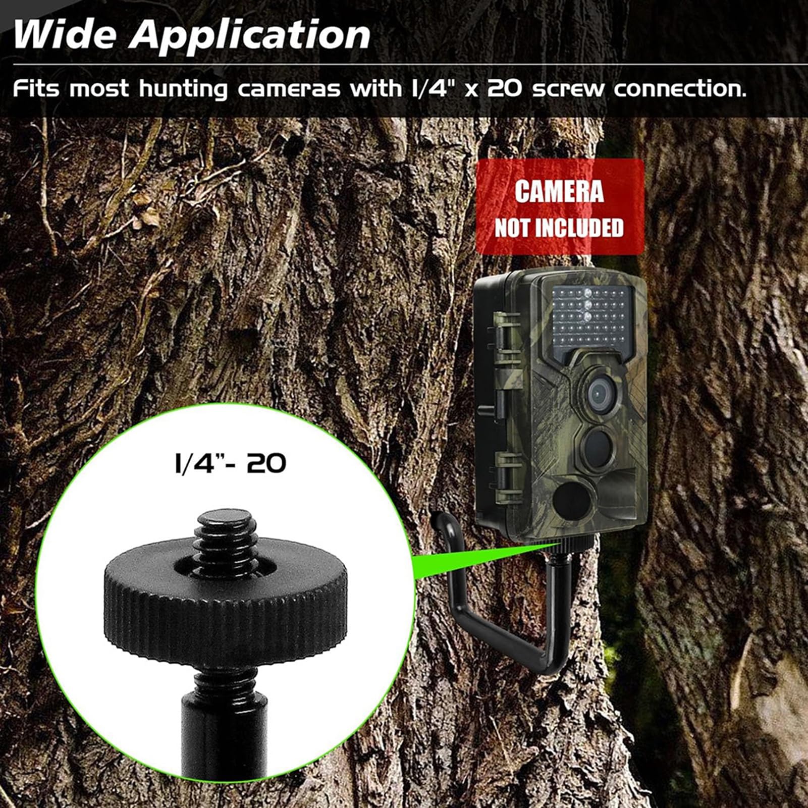 Soporte para cámara de sendero en árbol, hierro fuerte y fácil instalación, soporte de árbol de cámara de caza, soporte de montaje de tornillo, accesorios de caza para disparar cosas y juegos,