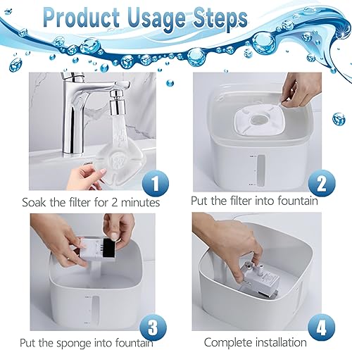 Miniatura 6 de 34 filtros de repuesto para fuente de agua para gatos VEKEN de 95 oz2.8 L, filtros automáticos de fuente de agua para perros, filtros de fuente de