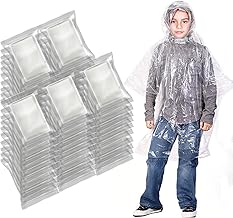 EcoNour Disposable Kids Rain Poncho | Clear & Emergency Rain Ponchos for Kids | Portable Ponchos with Hooded Jacket