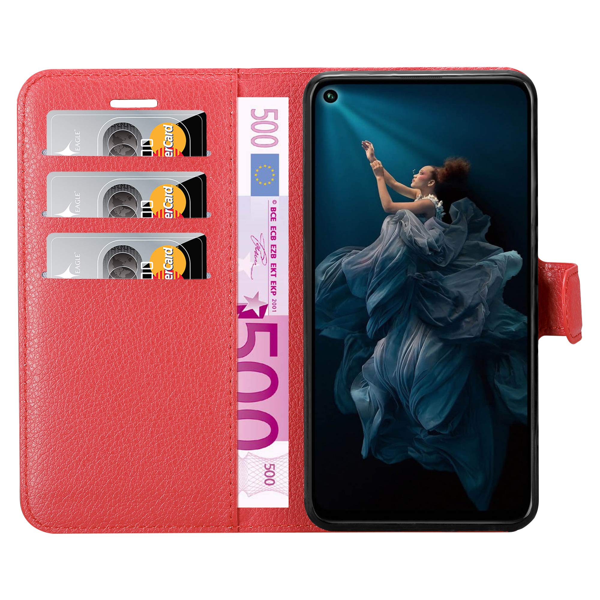 Cadorabo Handyhülle Für Honor 9 LITE – Klapphülle Aus Kunstleder Mit Standfunktion & Kartenfächern, Rot