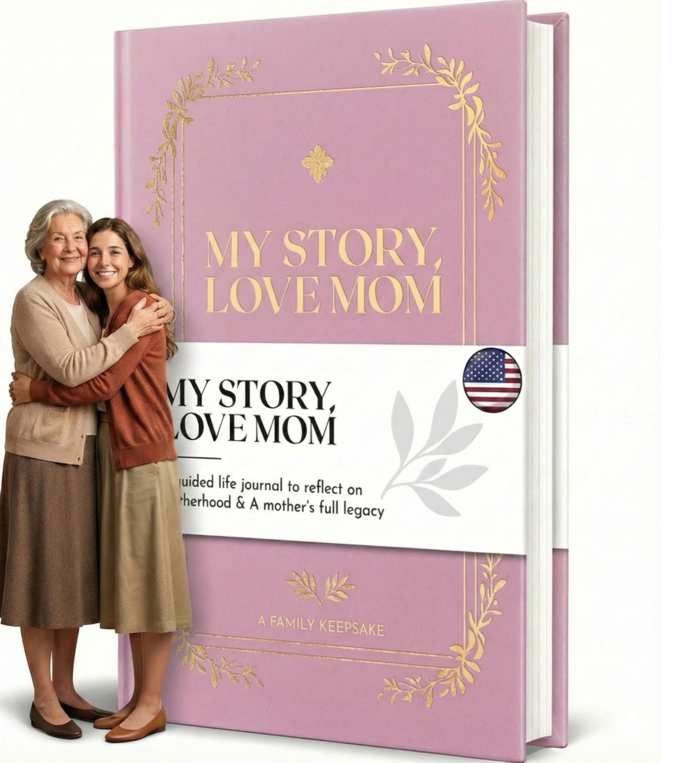 Mom's Life Story Journal - Keepsake To Tell Mom Story - (Hardcover) Memory Book for Mothers to Fill Out - Mom Legacy Journal - Linen Gold Foiled -