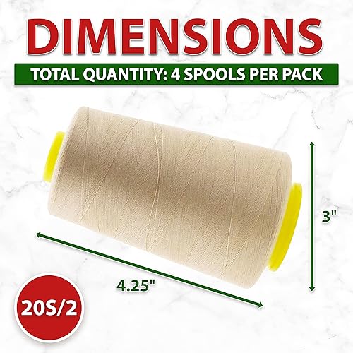 Vista 150 de Mandala Crafts - Hilo de coser multiusos de poliéster para máquina de coser de sarga, sobrehilado, acolchado Beige