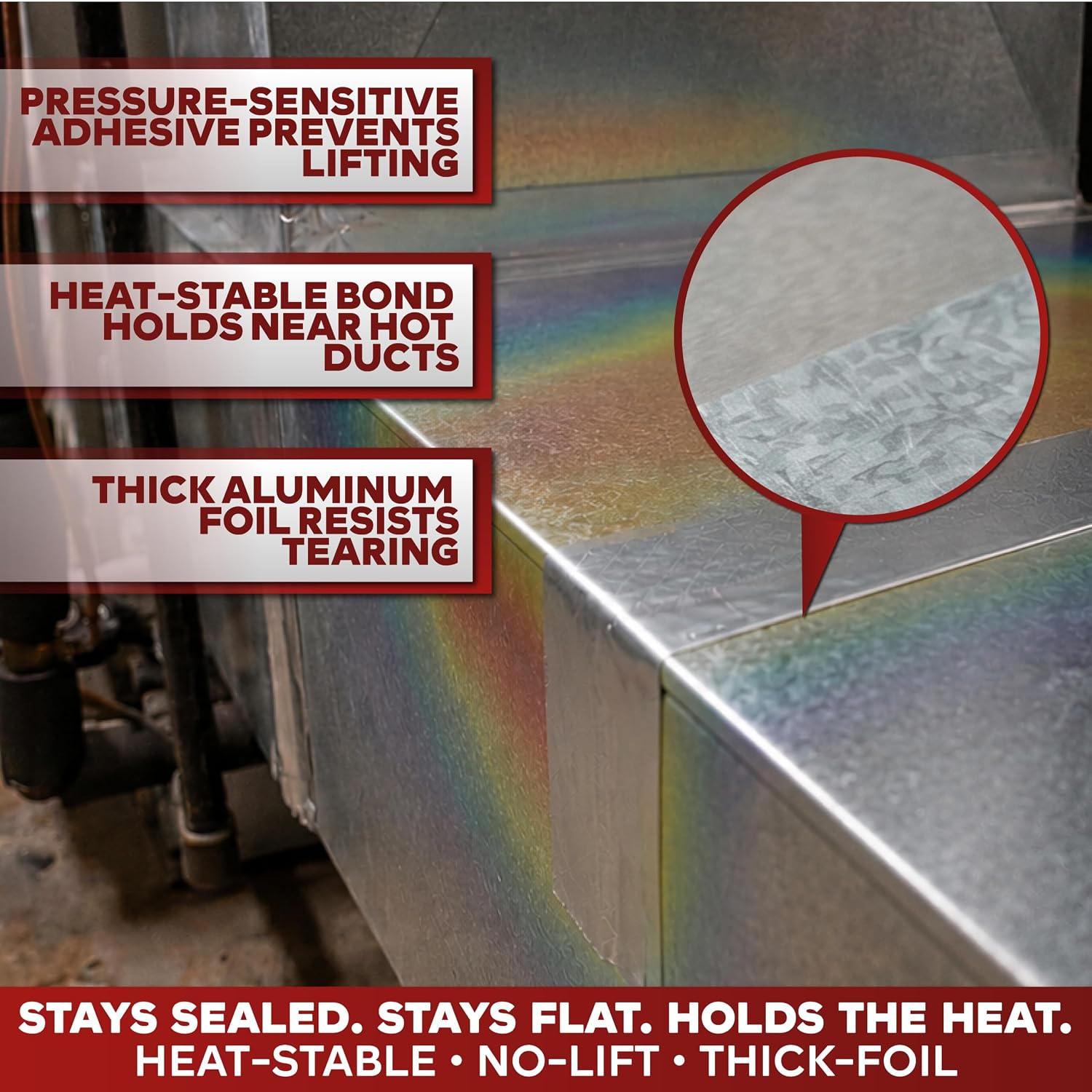 XFasten Aluminum Tape for Ductwork 1 Inch Width, (3-Pack) 3.6 mil High Heat Resistant, Heavy Duty Aluminum Foil Tape for Ductwork, Dryer, Vent, and Sealing HVAC for Ducts, 495 Feet Total