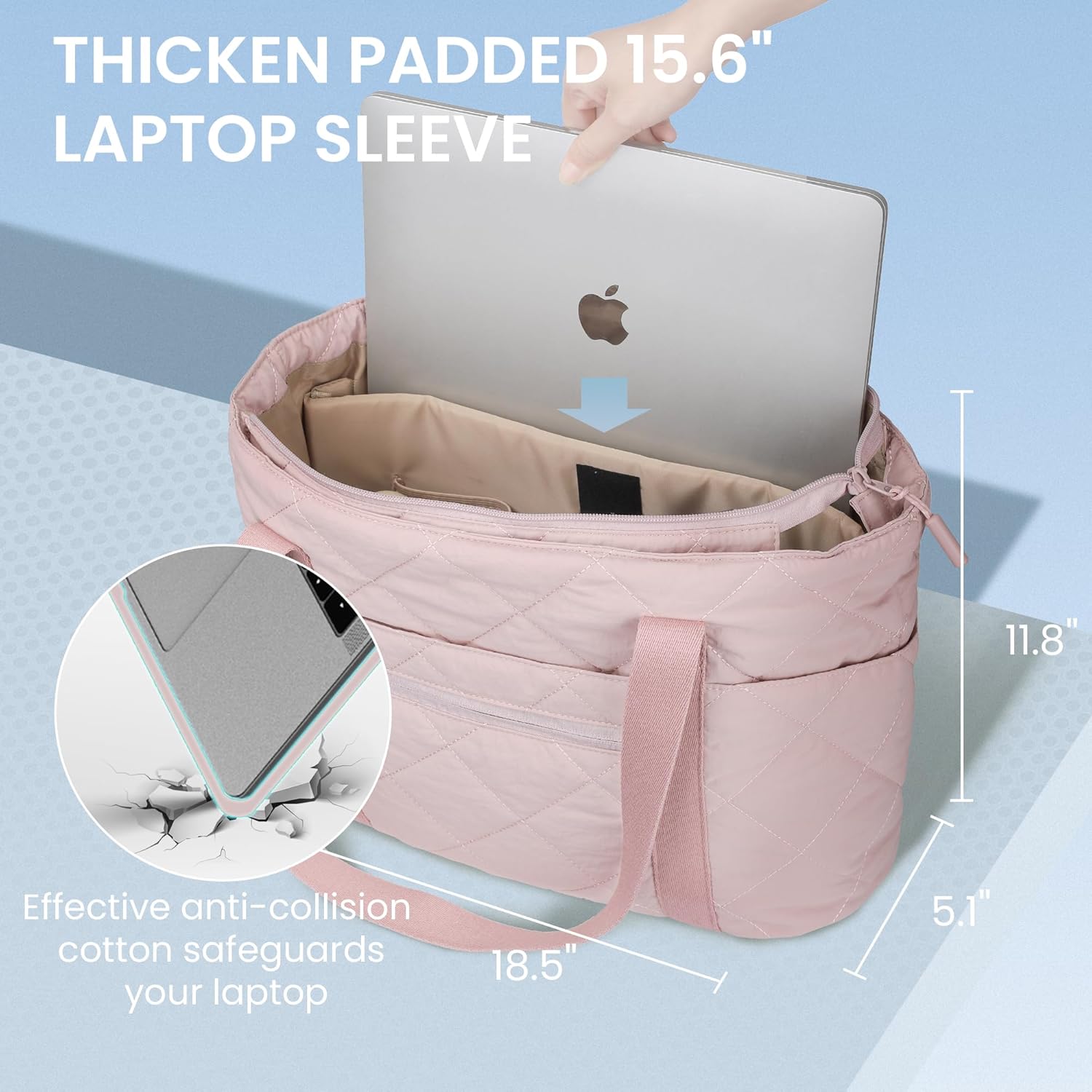 befen Laptop Tote Bag for Women Work, Travel Tote Bags Nurse Puffer Quilted Handbags, Lightweight Waterproof Beach Purse - Image 5