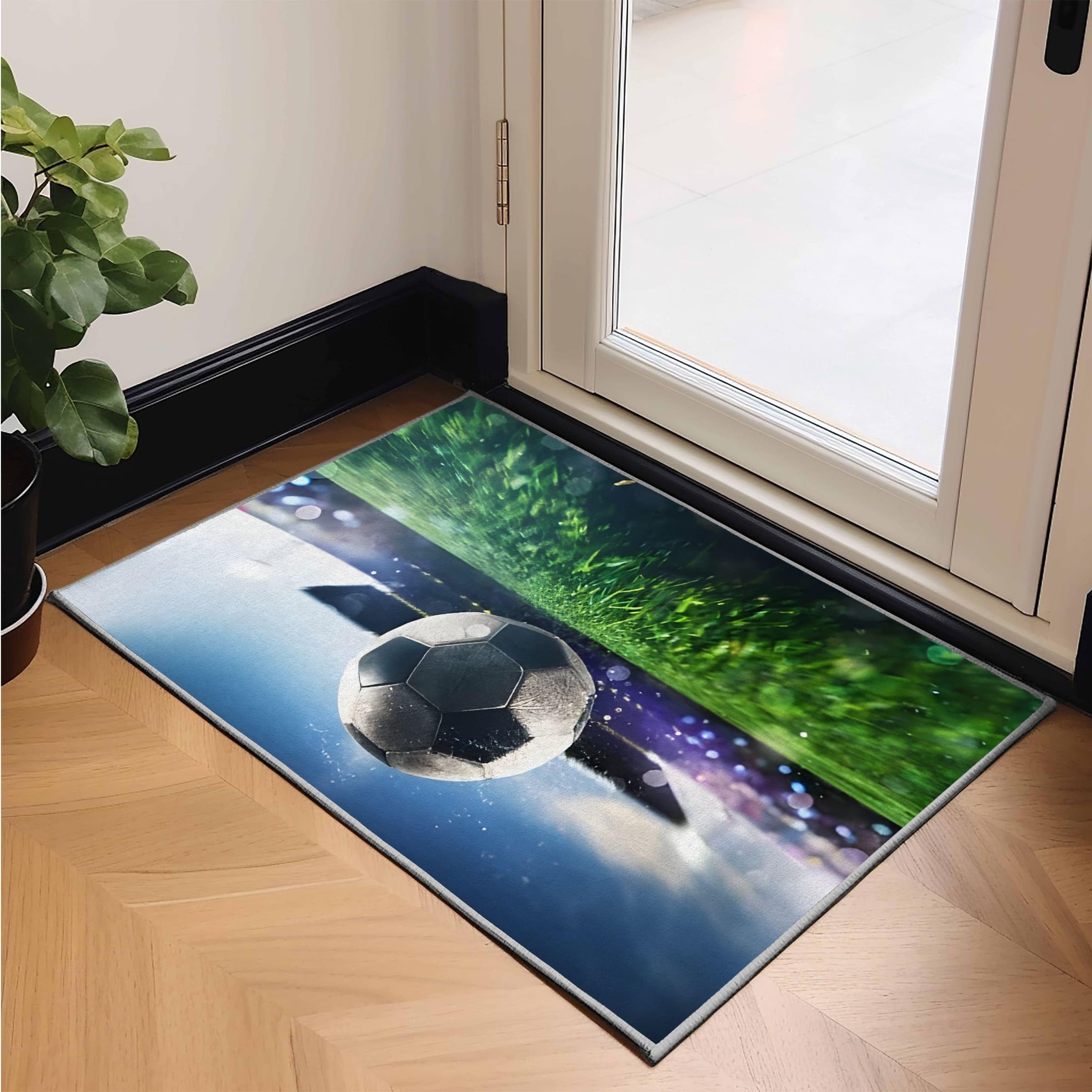 Teppich Quadratisch Klein 120x120 Waschbar in Waschmaschine FußBall Teppich Kurzflor FußBallspiel Teppich Gegend rutschfest Dünn Saugfähig für Bad Eingangsbereich Innen