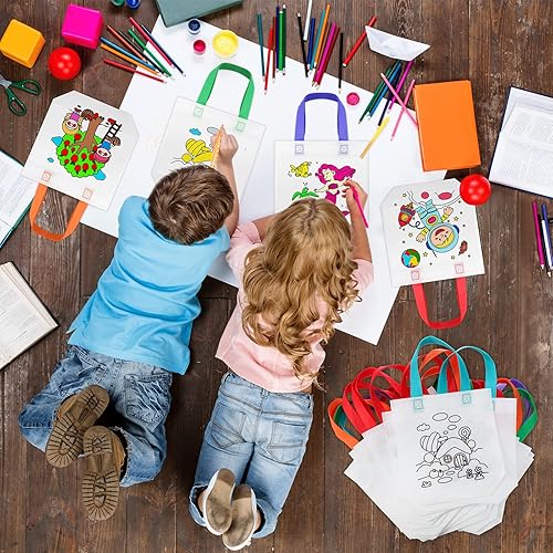 Miniatura 7 de 100 bolsas de regalo para colorear con dibujos animados, reutilizables, para fiesta, pintura, no tejidas, para niños, fiesta de cumpleaños,