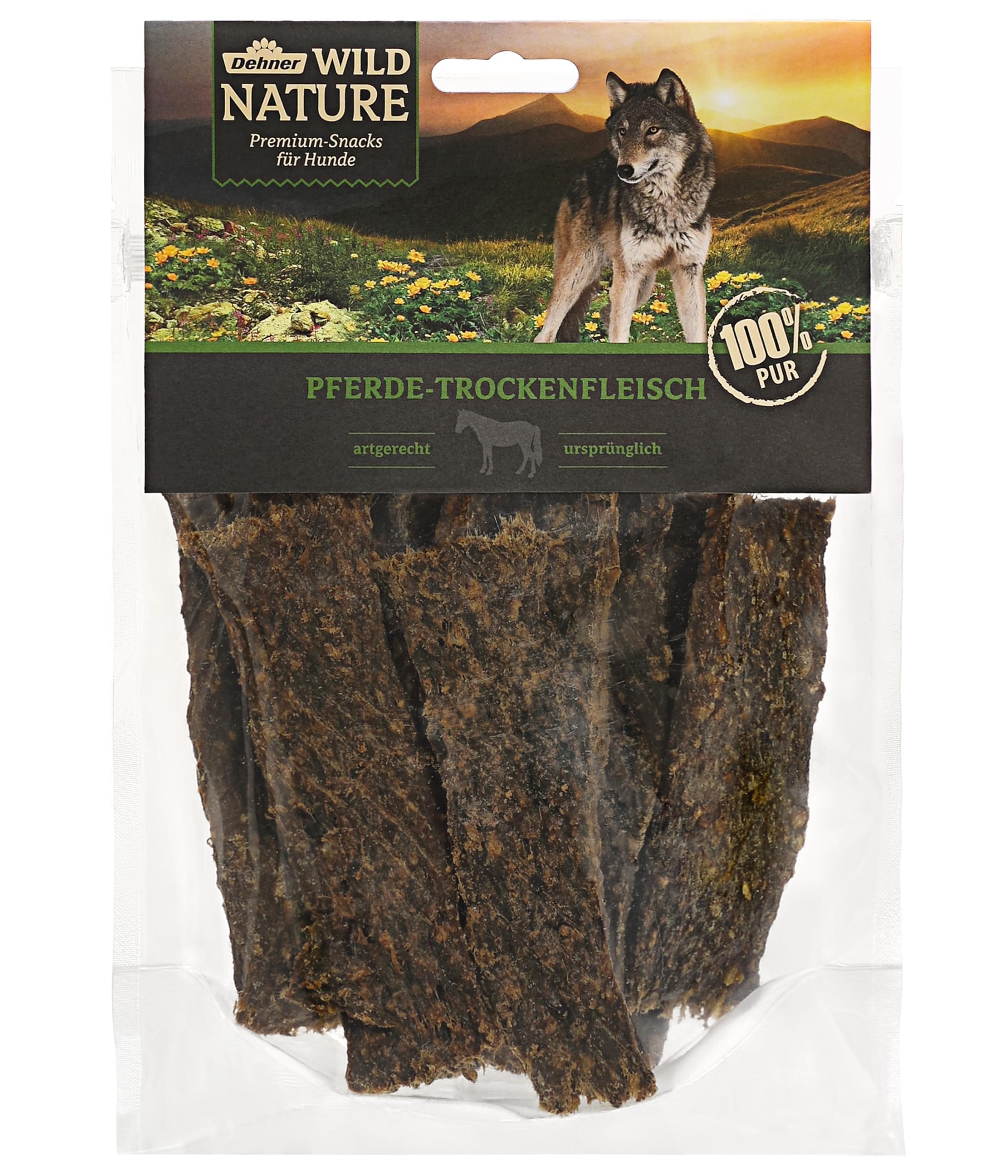 Dehner Wild Nature Hundesnack, Kausnack Pferde-Trockenfleisch, 200 g
