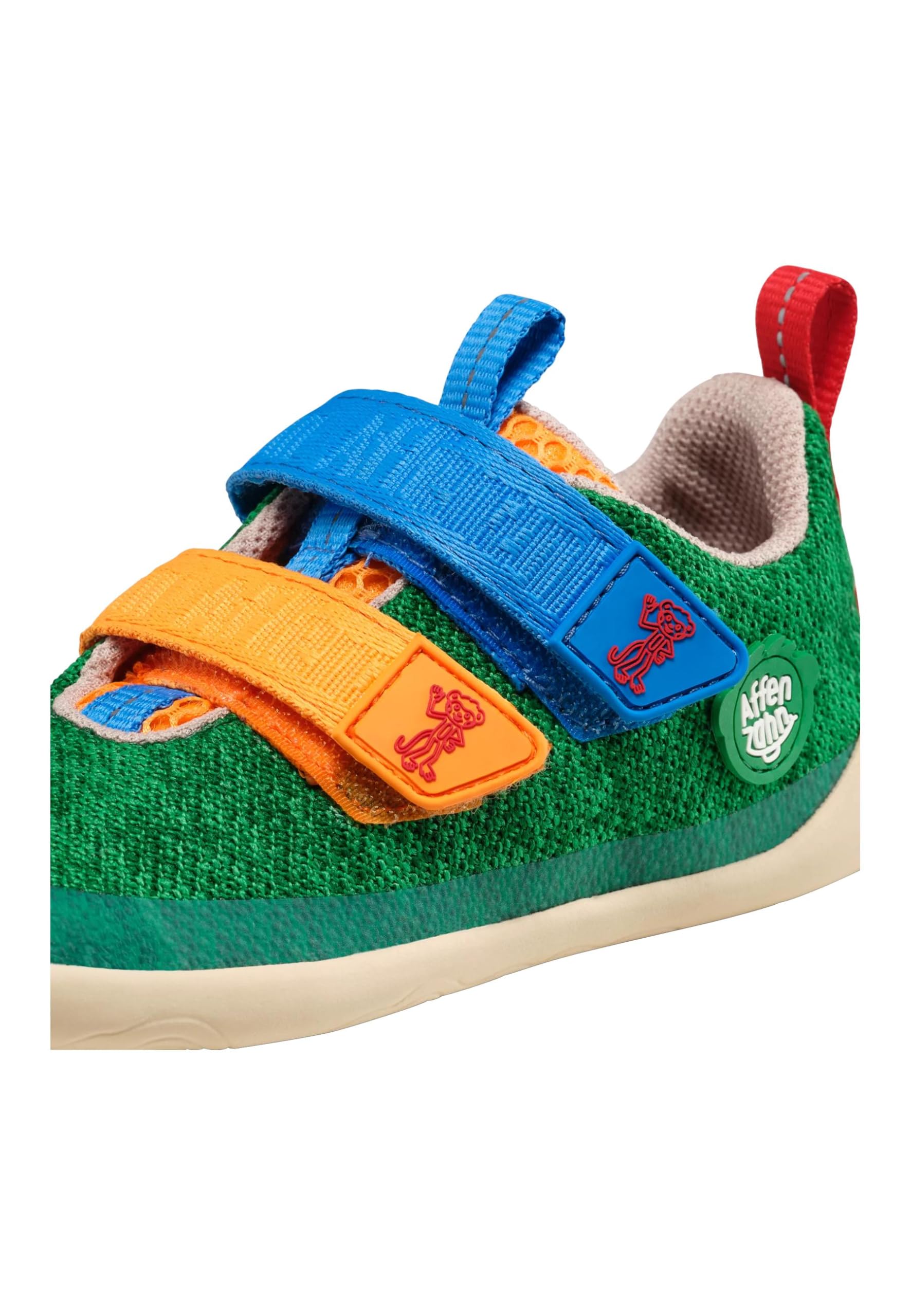 Affenzahn Halbschuh Knit Happy mit Klettverschluss, Vegan, rutschfest, Flexibel, Reflektierend, besonders leicht in Größe 21-32