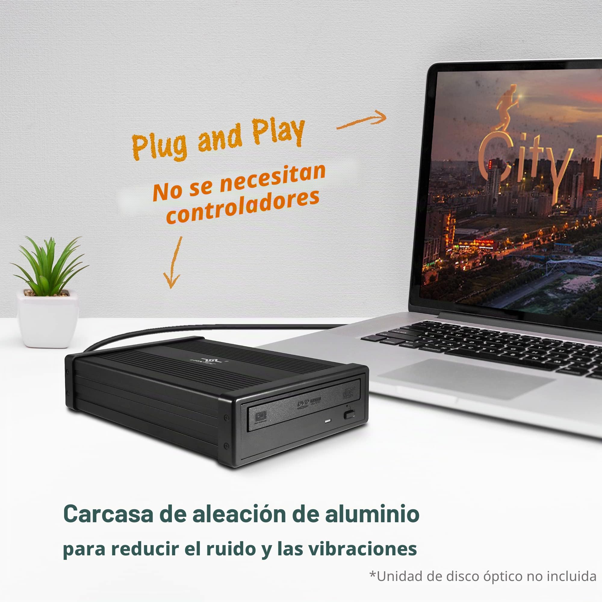Vantec NexStar DX2 - Carcasa Externa USB 3.0 para Unidad BLU-Ray/CD/DVD SATA de 5.25 Pulgadas, Segunda generación de DX, no Necesita Controladores, aleación de Aluminio (NST-540S3-BK)