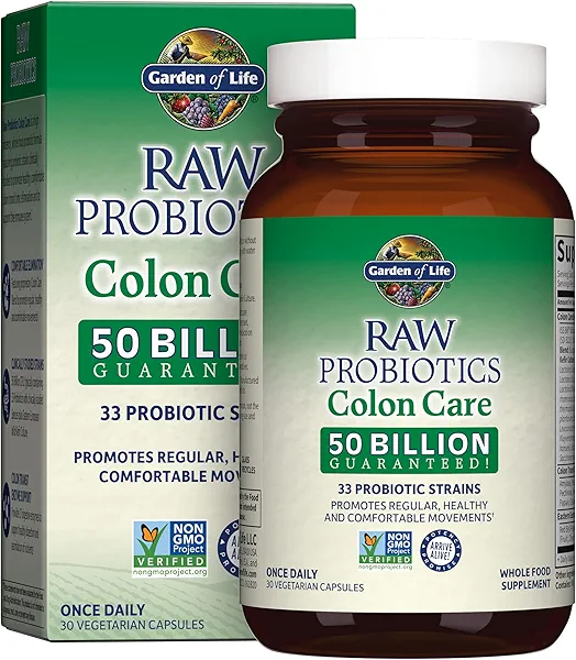 Garden of Life Probiotics for Women and Men - Raw Probiotics Colon Care 50 Billion CFU and Enzymes, Raw Fruits, Veggies, Once Daily Acidophilus Probiotic for Regularity and Immune Health - 3