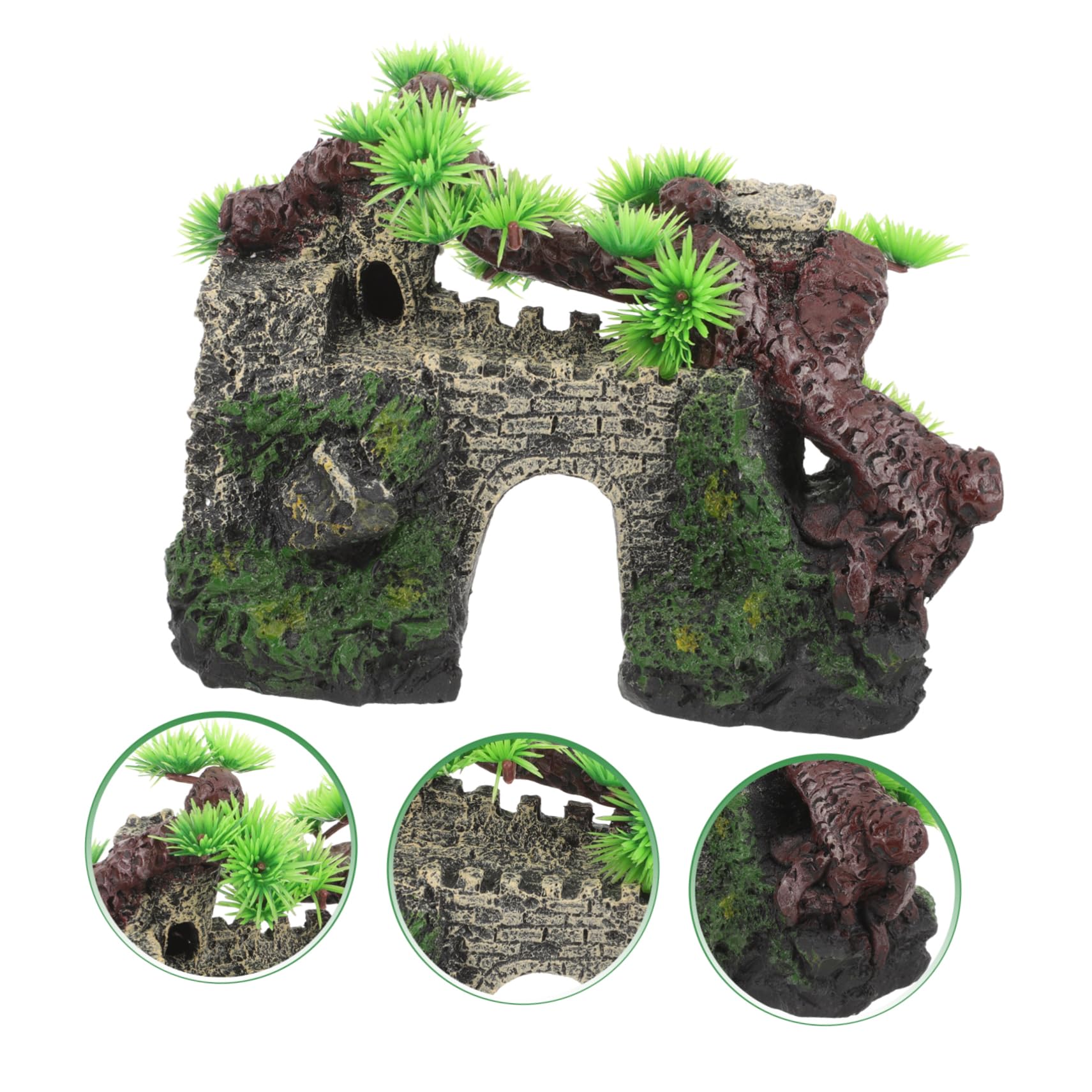 3 Pezzi Decorazioni del castello simulate arredamento dell'acquario Decorazioni per acquari impostore radice casa decorazione acquario arredamento decorativo dell'acquario resina