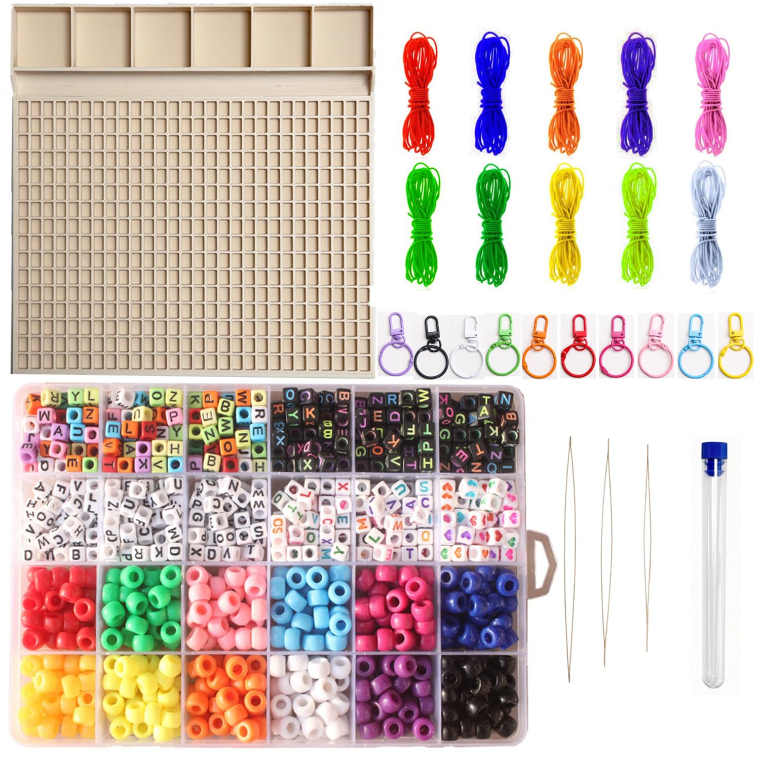 Chihehui Kit per realizzare portachiavi con perline, 880 pezzi, con vassoio