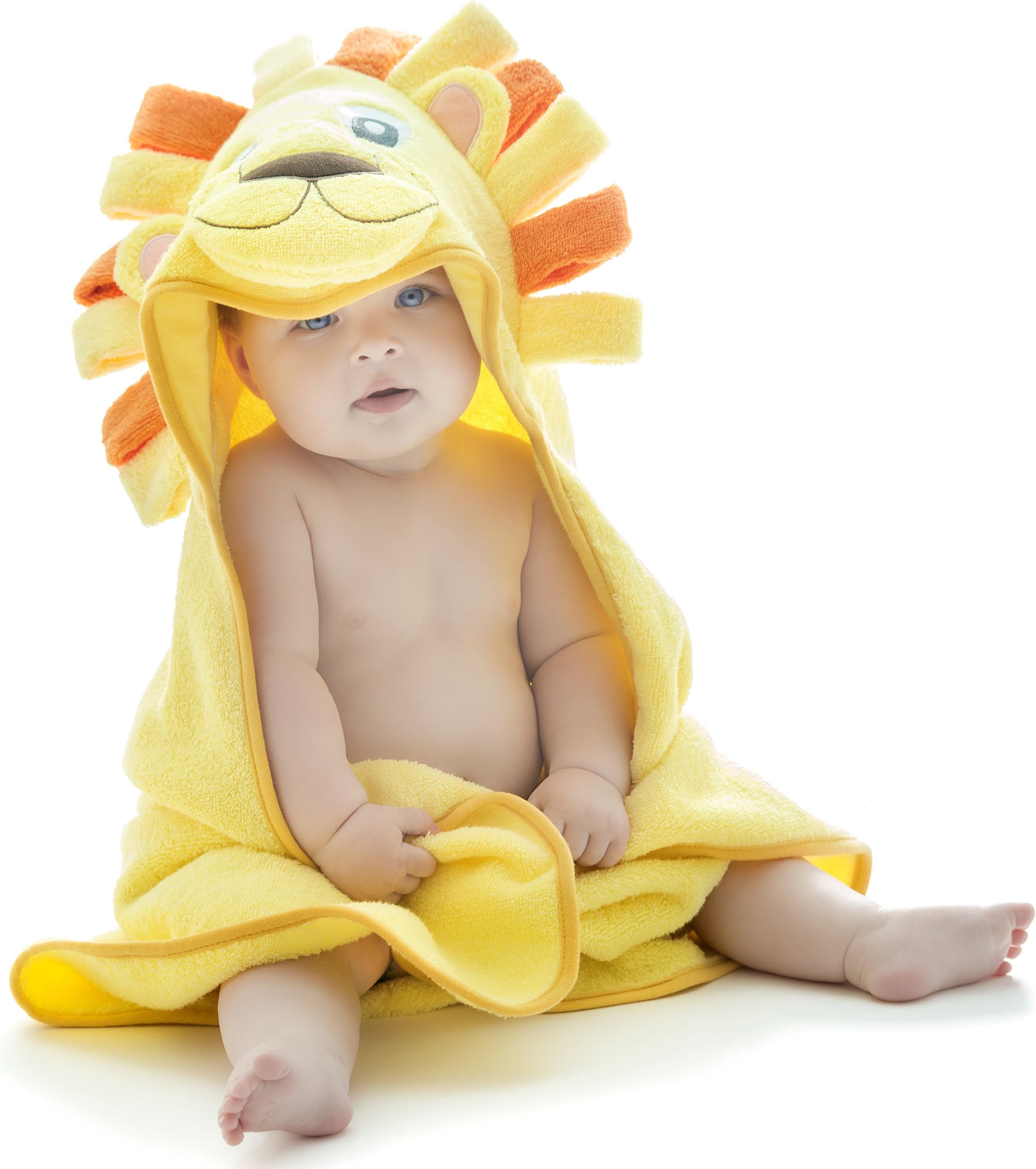Little Tinkers World Hooded Baby Towel - Elephant, Hooded Bath Towels for Babies, Toddlers and Baby Towel for Boys and Girl (Yellow, Small/Baby)