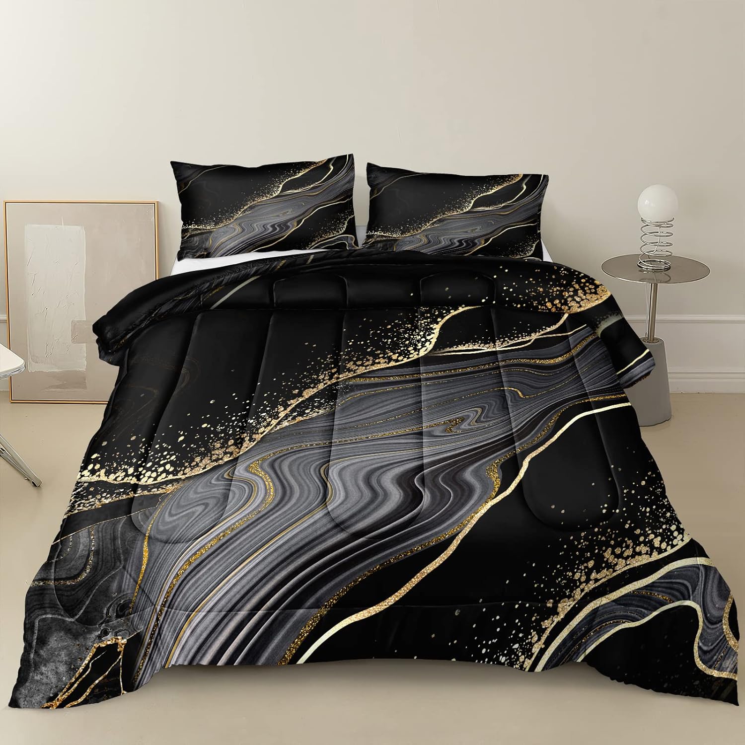 Black King Comforter Set Black and Gold Comforter Golden