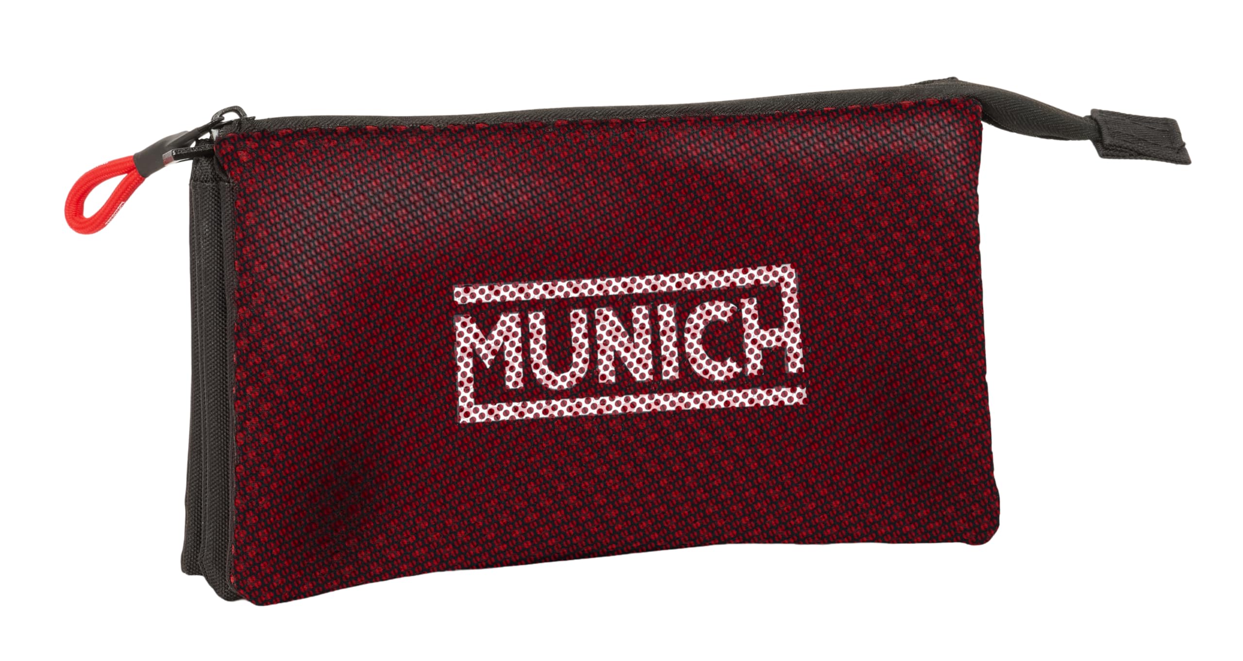 Safta Munich Vulcan – Triple Pencil Case, Children's Pencil Case, Ideal for School Age Children, Comfortable and Versatile, Quality and Resistance, 22 x 3 x 12 cm, Black/White, M, Casual