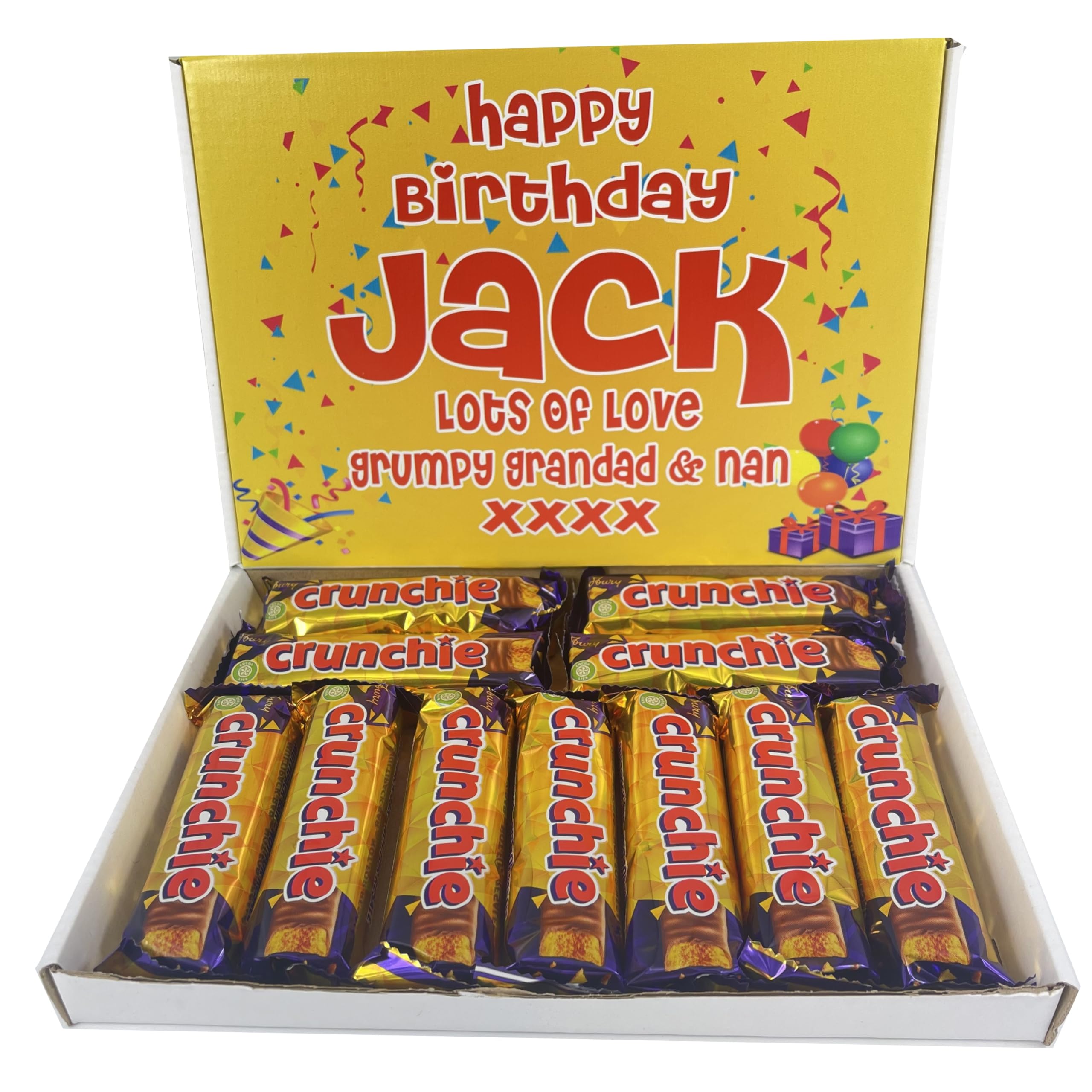 Personalised Letterbox Friendly Chocolate Gift Box Hamper – Personalised Sweet Gift for Him or Her – Perfect for Birthdays, Christmas or Any Occasion (Compatible With CRUNCHIE)
