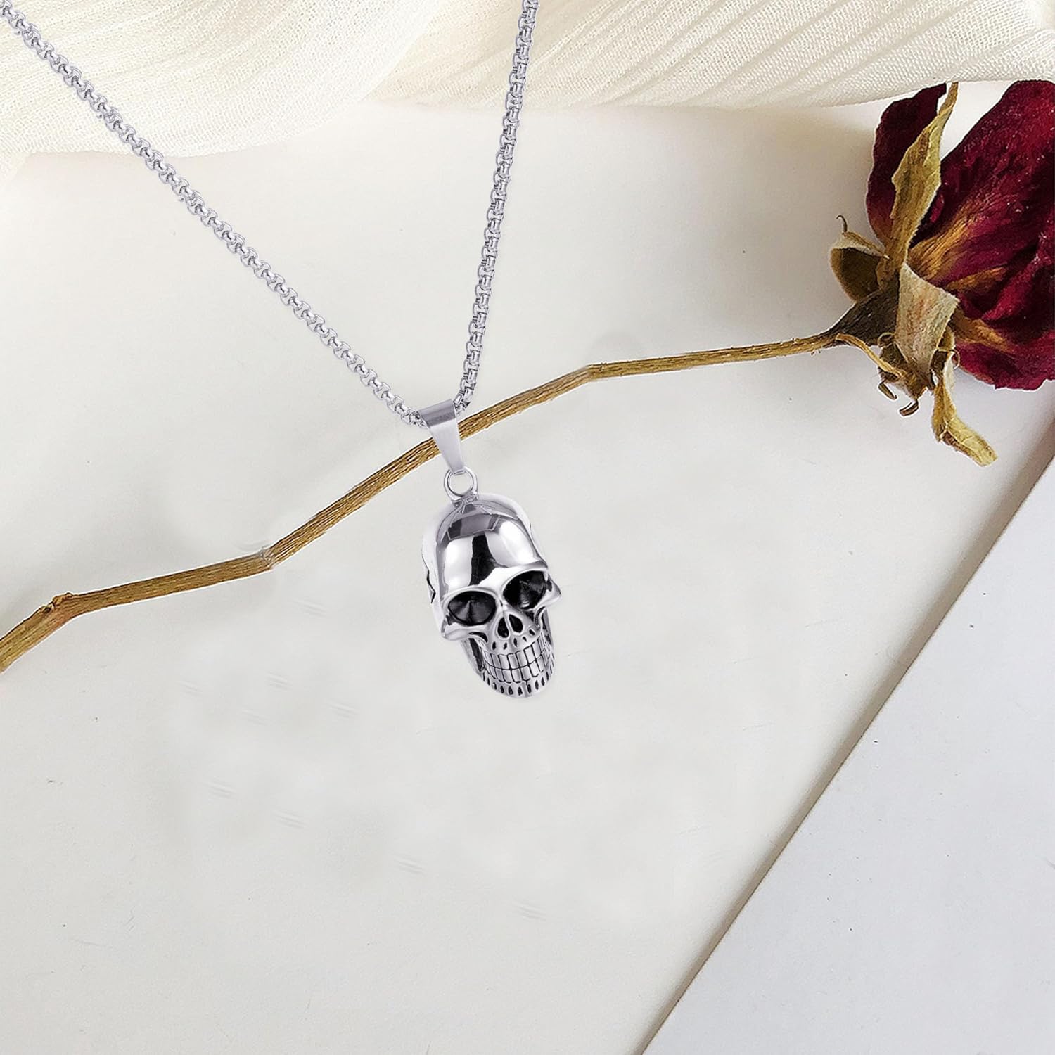 Skull Gothic Punk Rock Hip Hop Pendant Necklace Cool Amulet Pendant Necklace for Men Women - Image 7