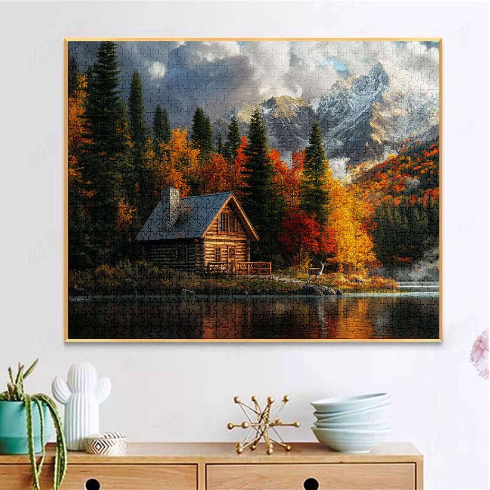 Puzzle 5000 Pezzi, 3 4 5 Anni Puzzle Cabina 6 7 8 Anni Giochi Educativi Sostenibili Con Motivi Per Adulti Da Gioco in Legno Di Alta Qualità Jigsaw Foresta per Gioco Familiare, Regalo Natale H-4121