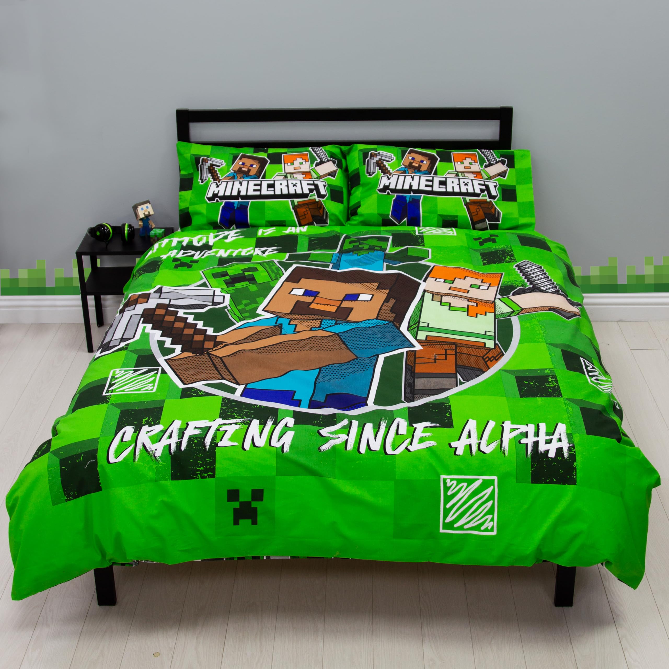 Parure De Lit Minecraft 140x200cm + Taie 70x90cm - 100% Coton Oeko Tex