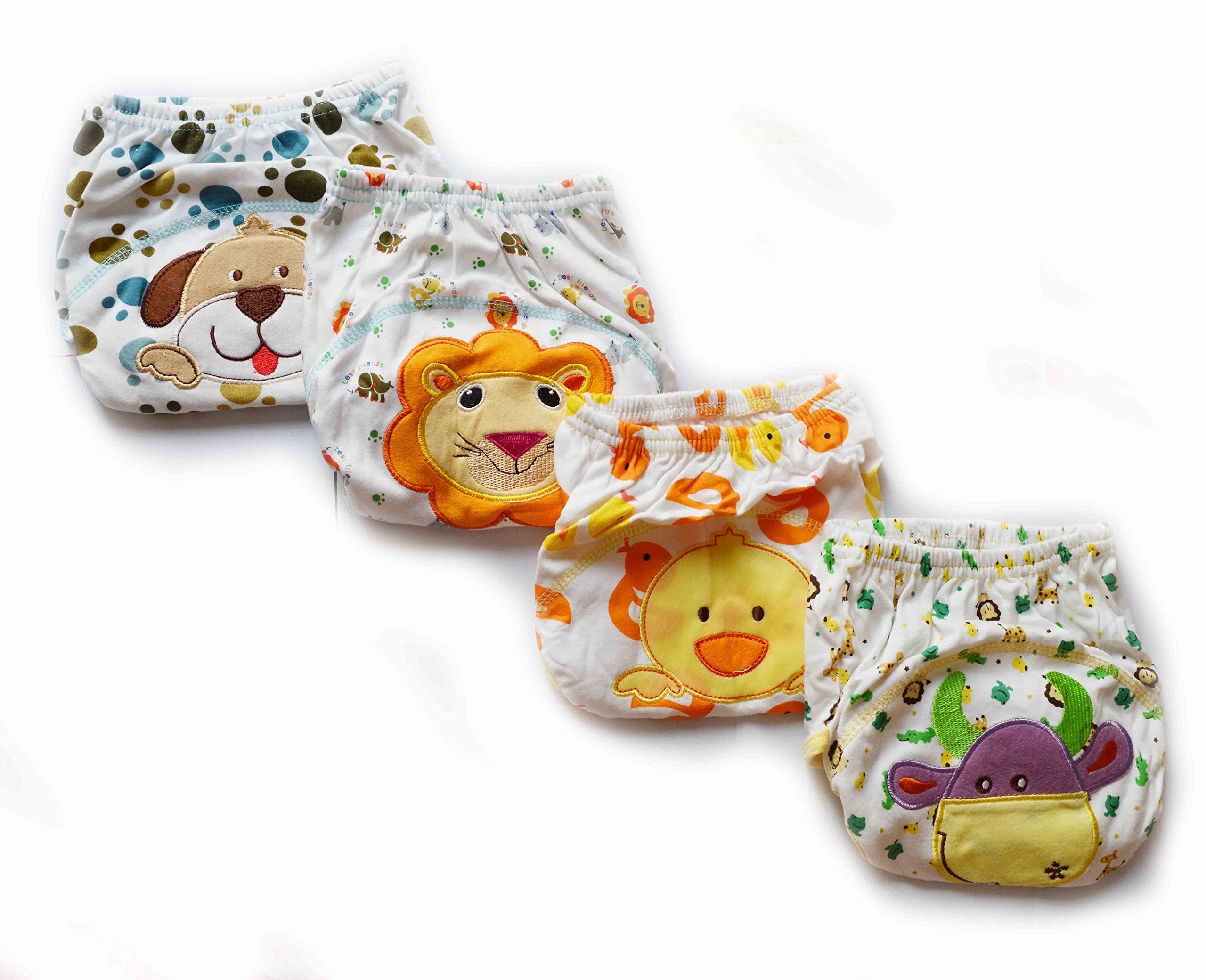 4 Pack Baby Toddler Girls Cute 3 Layers Potty Training Pants Reusable (S(80CM))