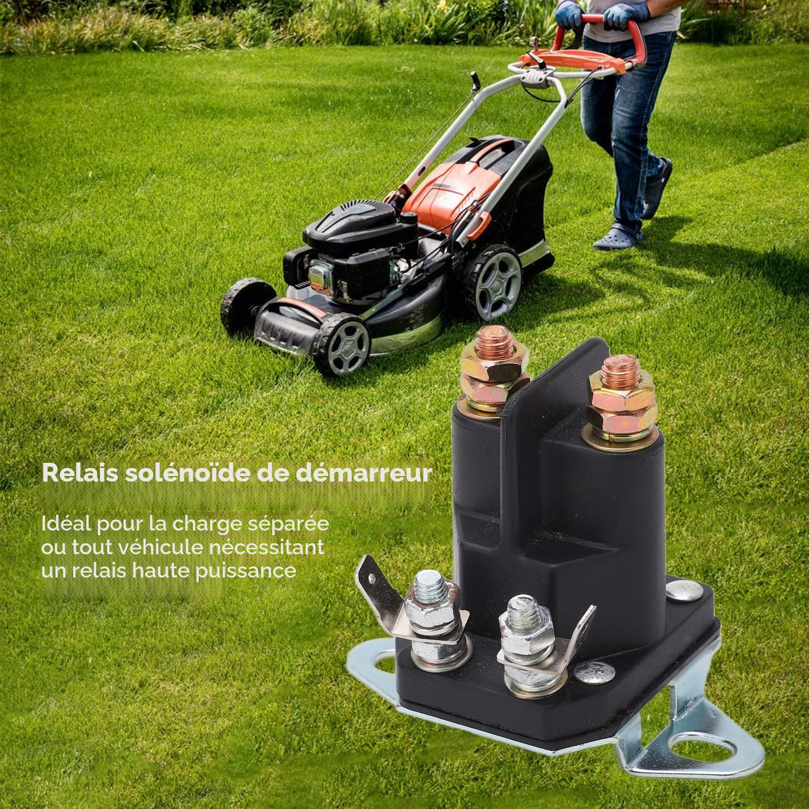 Walfront Relais de Démarreur 12V, 48W, 1A, Normalement Ouvert, Montage en Surface, Pièces de Rechange pour Tondeuse à Gazon, VTT, Véhicules Utilitaires, Motoneiges, Tracteurs
