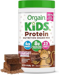 Orgain Kids Protein Powder Shake Mix, Chocolate Brownie - 8g Grass-Fed Dairy Protein, 4g Fiber, 23 Vitamins & Minerals, Gl...