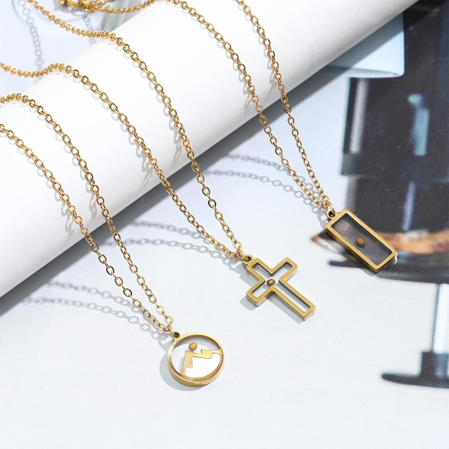 3 Pieces Gold Necklaces for Women Gold Chain Link Necklace Paperclip Choker Necklaces Chunky Necklace for Women - Image 4