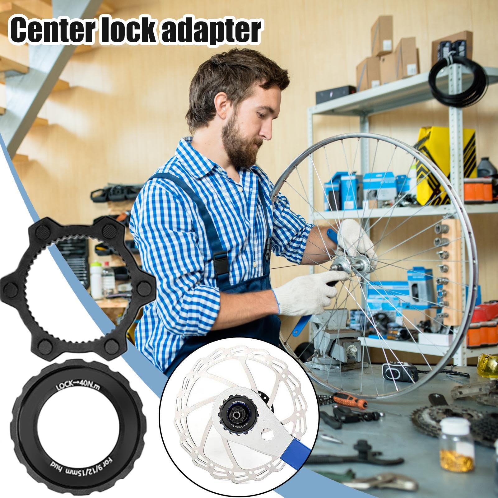 Centerlock - Adattatore a 6 fori per bicicletta, blocco centrale per biciclette, pastiglie freno per escursioni, sport, attività all'aperto, avventura, allenamento, picnic