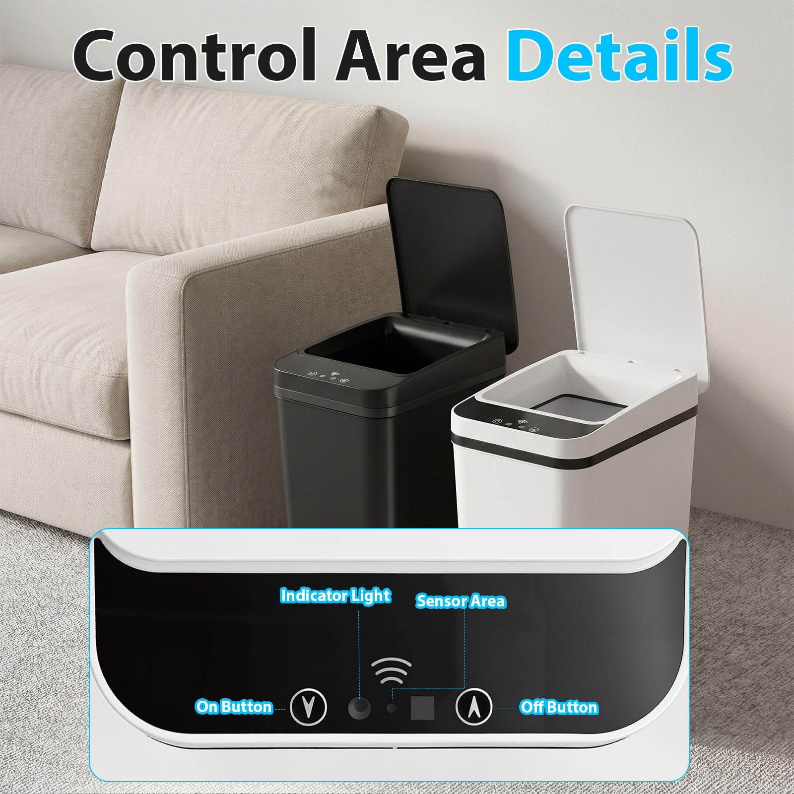 Cubo de Basura Automático con Sensor 12L, Set de 2 Papelera Inteligente con Tapa Automática Silenciosa e Impermeable, Sin Contacto para Baño, Cocina, Oficina, Dormitorio